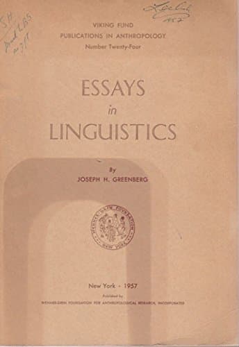Essays in Linguistics [Hardcover] Greenberg, Joseph H. by null