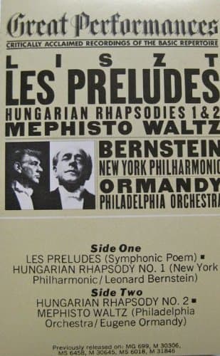 Liszt:: Les Preludes [Audio Cassette] Liszt; Bernstein; Ormandy; New York Philharmonic and Philadelphia Orchestra by null