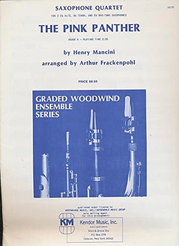The Pink Panther Arranged By Arthur Frackenpohl. For Saxophone Quartet (2 Alto Saxophones, Tenor Saxophone, and Baritone Saxophone) (2 Altos, Tenor and Baritone Saxophones). Tv and Movies. Grade 4. Score and Set of Performance Parts. [Paperback] Arranged By Arthur Frackenpohl by null