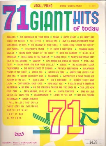 71 Giant Hits of Today (Sheet Music Book -Vocal/Piano - WORDS, CHORDS, MUSIC) [Sheet music] by null