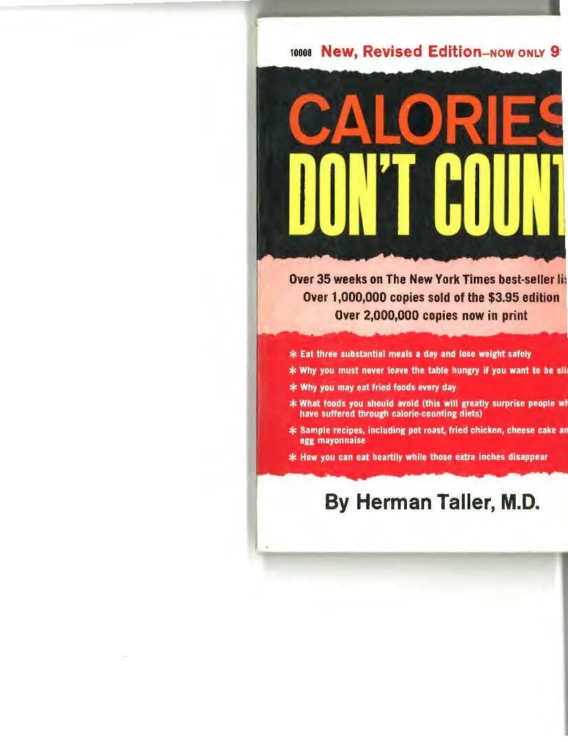 Calories Don't Count [Paperback] taller, herman by null