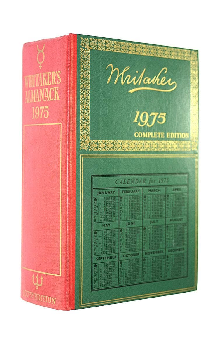 WHITAKERS ALMANACK 1975. [Hardcover] Whitaker, Joseph. by null