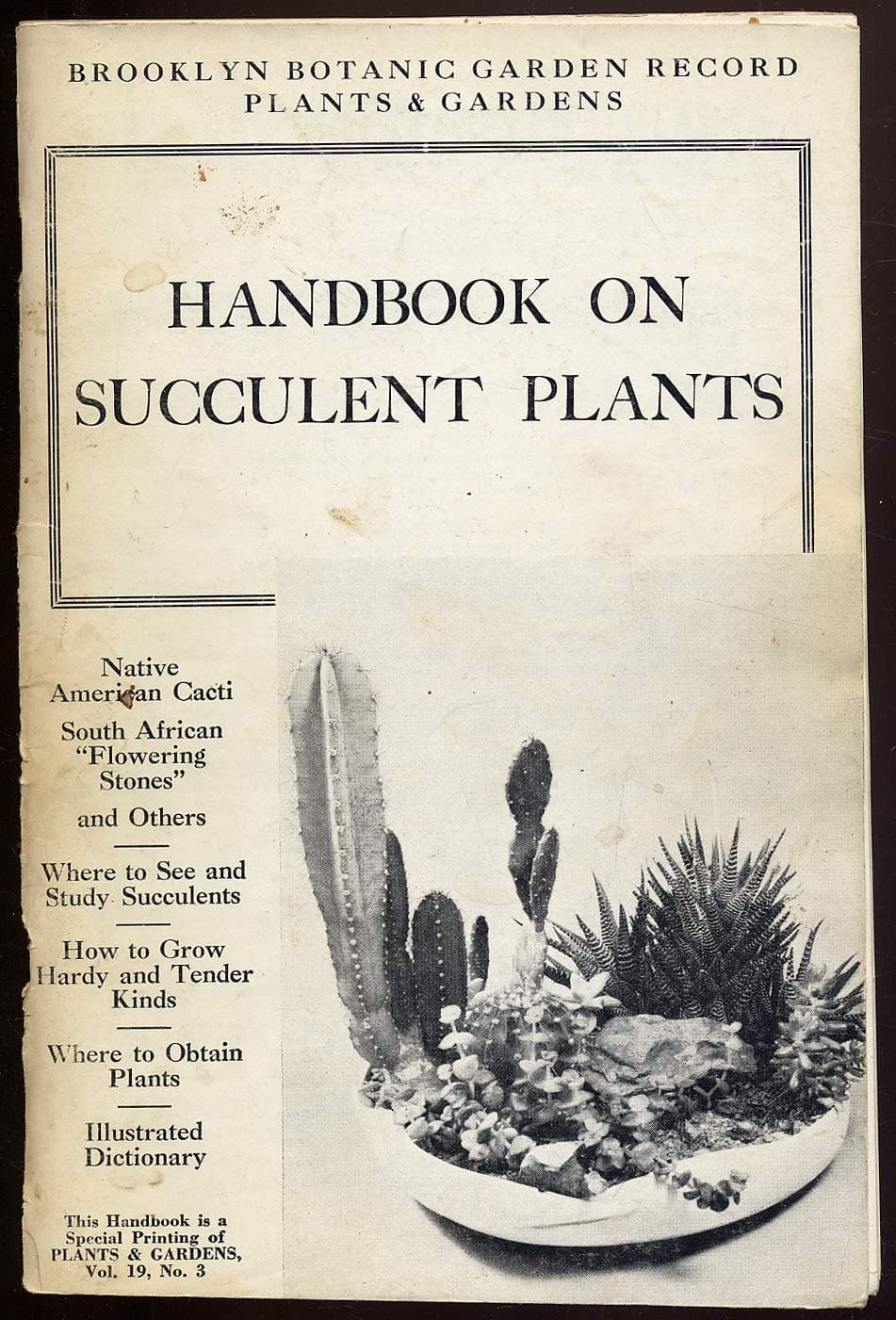 Brooklyn Botanic Garden Record: Plants & Gardens: Handbook on Succulent Plants: Volume 19, Number 3 [Paperback] Plants and Garden by null
