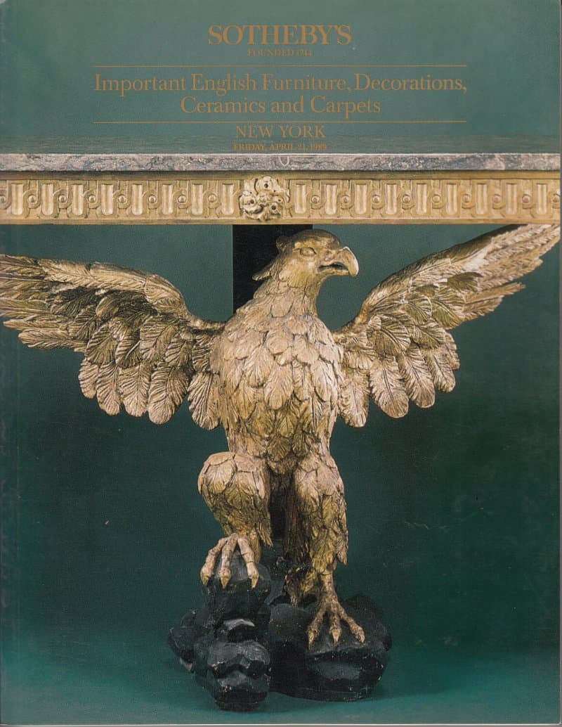 Important English Furniture, Decorations, Ceramics and Carpets. New York April 21,1989 [Paperback] Sotheby & Co. by null