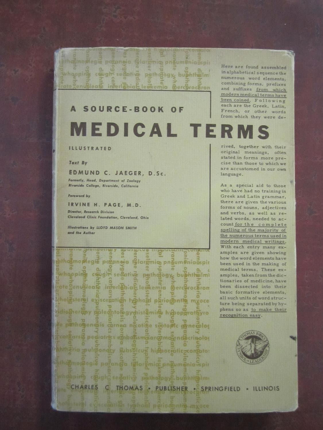 A Source-Book of Medical Terms [Hardcover] Jaeger, Edmund C. & Page, Irvine H. by null