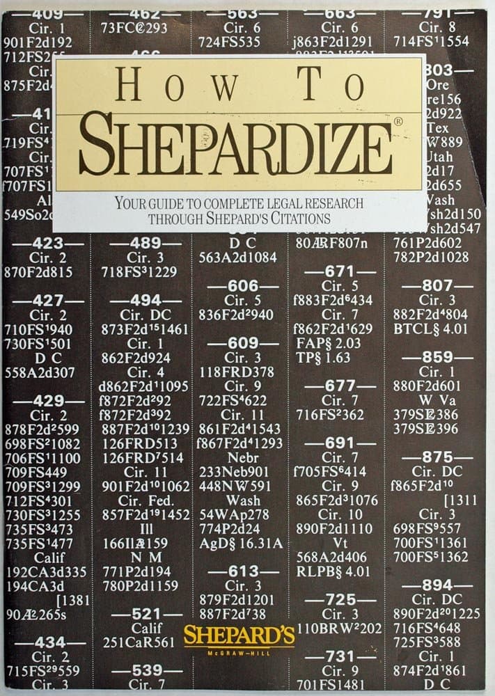 How to Shepardize [Unknown Binding] Shepard's by null