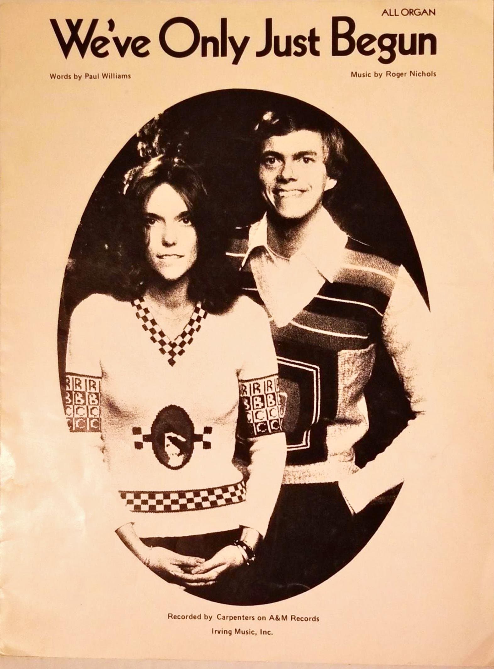 We've Only Just Begun - All Organ - Carpenters Cover [Sheet music] Paul Williams and Roger Nichols by null