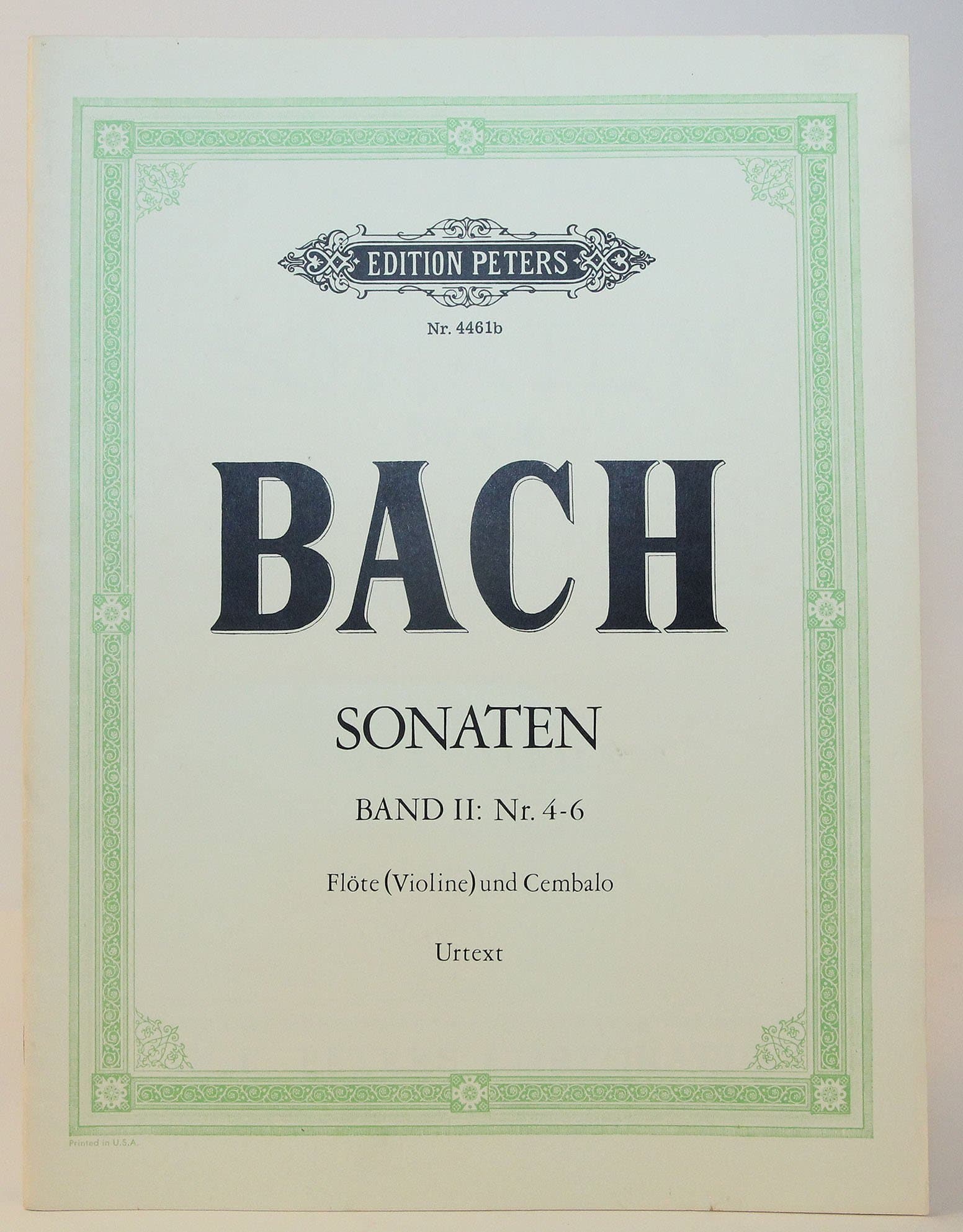 EDITION PETERS Nr.4461b BACH SONATEN BAND 2:Nr.4-6 FLOTE(VIOLINE) UND CEMBALO URTEXT [Paperback] JOH.SEB.BACH and Kurt Soldan by null