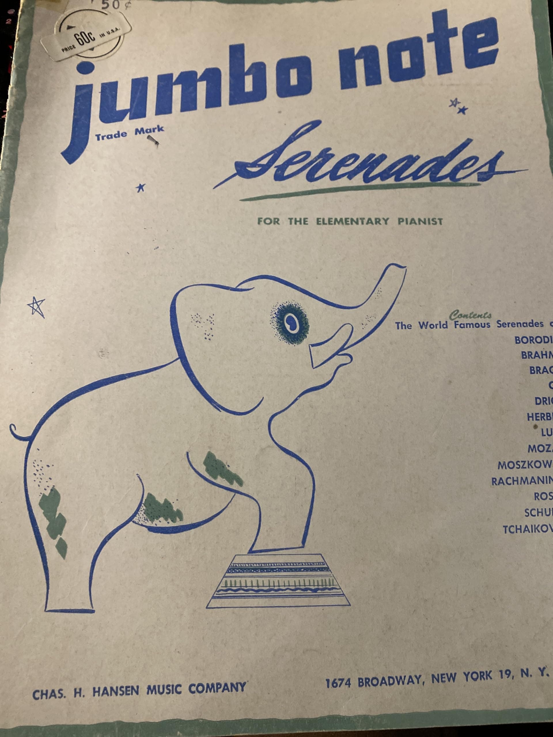 Jumbo Note : Serenades for the Elementary Pianist (Jumbo Note Piano Collections) [Sheet music] Arranged by Joseph Strimer by null