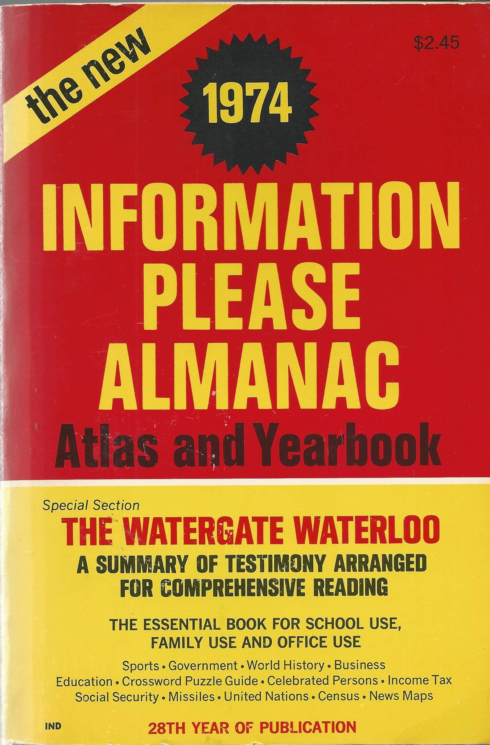 1974 Information Please Almanac Atlas and Yearbook [Paperback] Golenpaul, Dan (ed.) by null