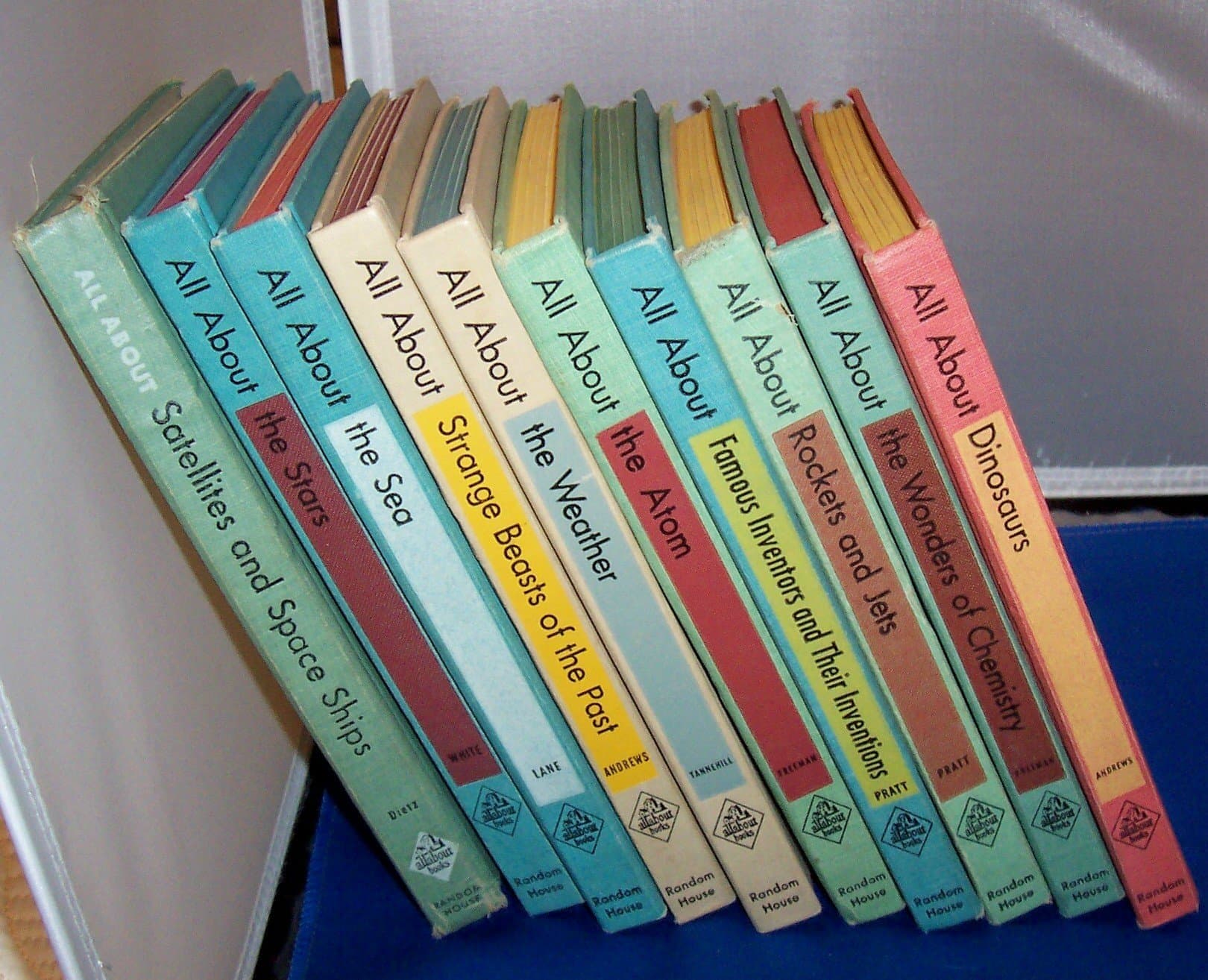 All About Strange Beasts of the Past-All About Dinosaurs-All About the Wonders of Chemistry-All About the Atom-All About Radio and Television-All About Famous Inventors and Their Inventions-All About Rockets and Jets-All About the Stars- All About the Sea [Hardcover] Andrews; Freeman; Gould; Lane; Pratt and White by null