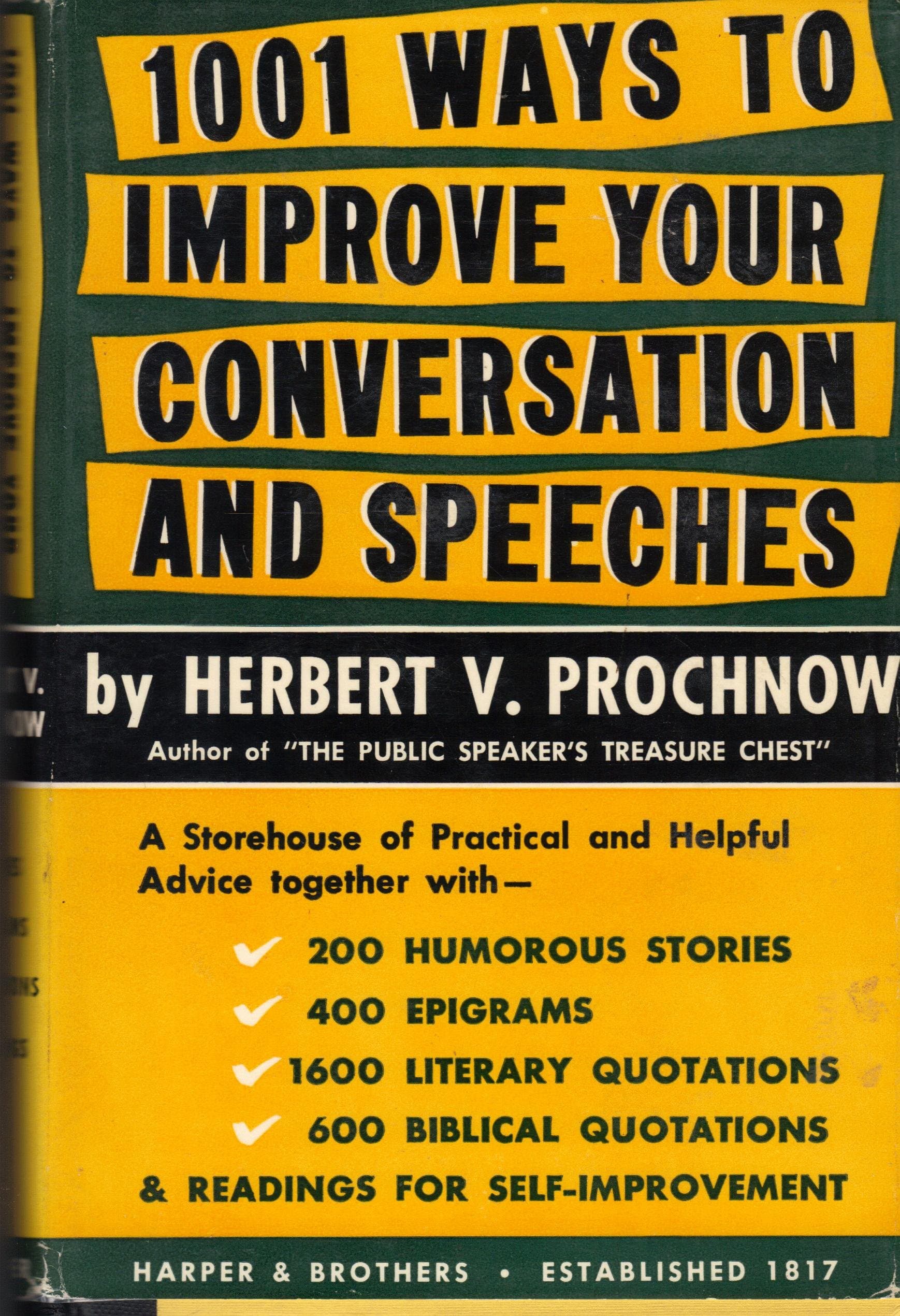 1001 Ways to Improve Your Conversation and Speeches by Prochnow, Herbert V.