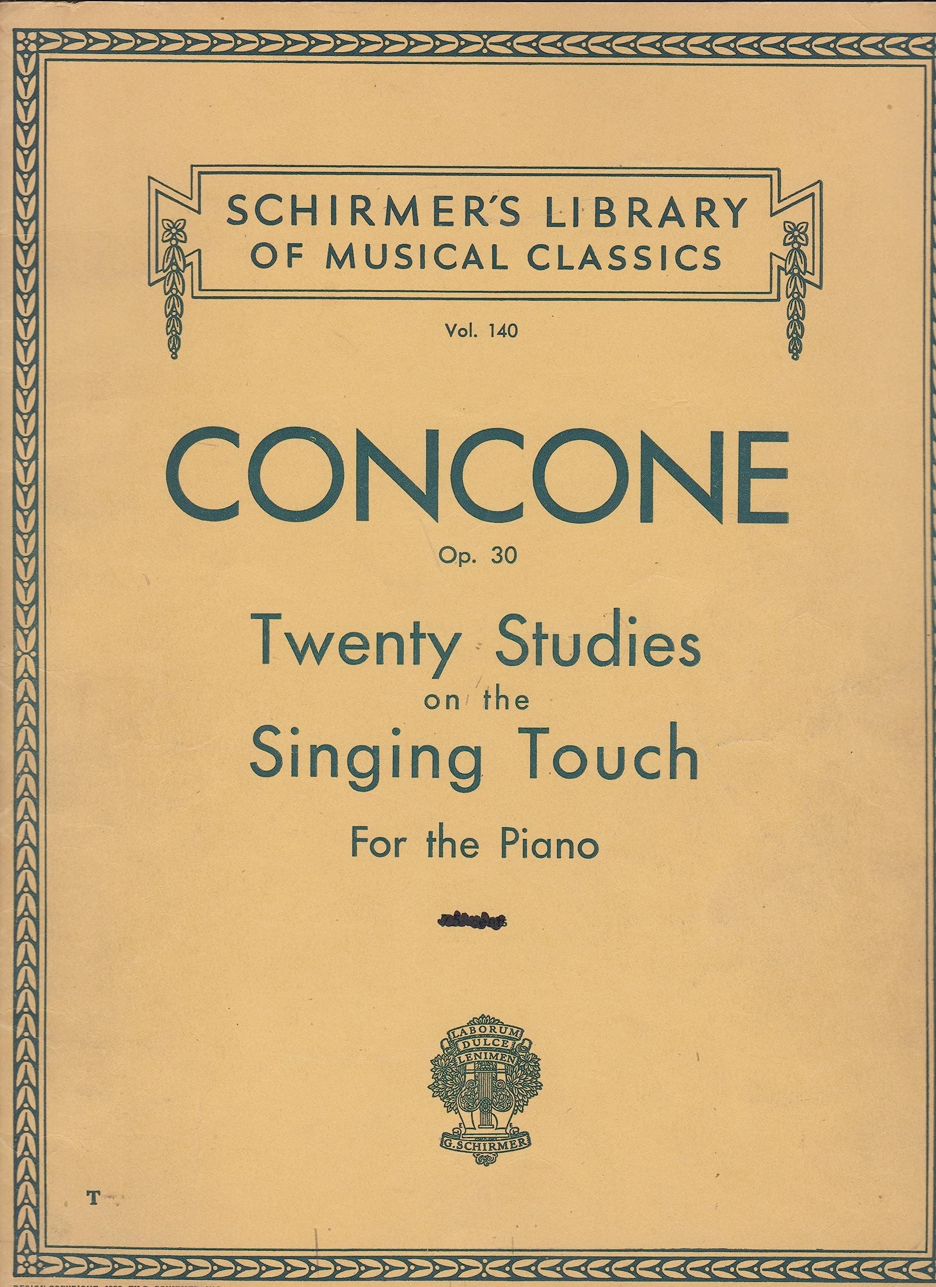 Joseph Concone, Op 30 (Vol 140 )Twenty Studies on the Singing Touch for the Piano [Edited and Fingered By Louis Oesterle] [Paperback] Joseph Concone and Louis Oesterle by null