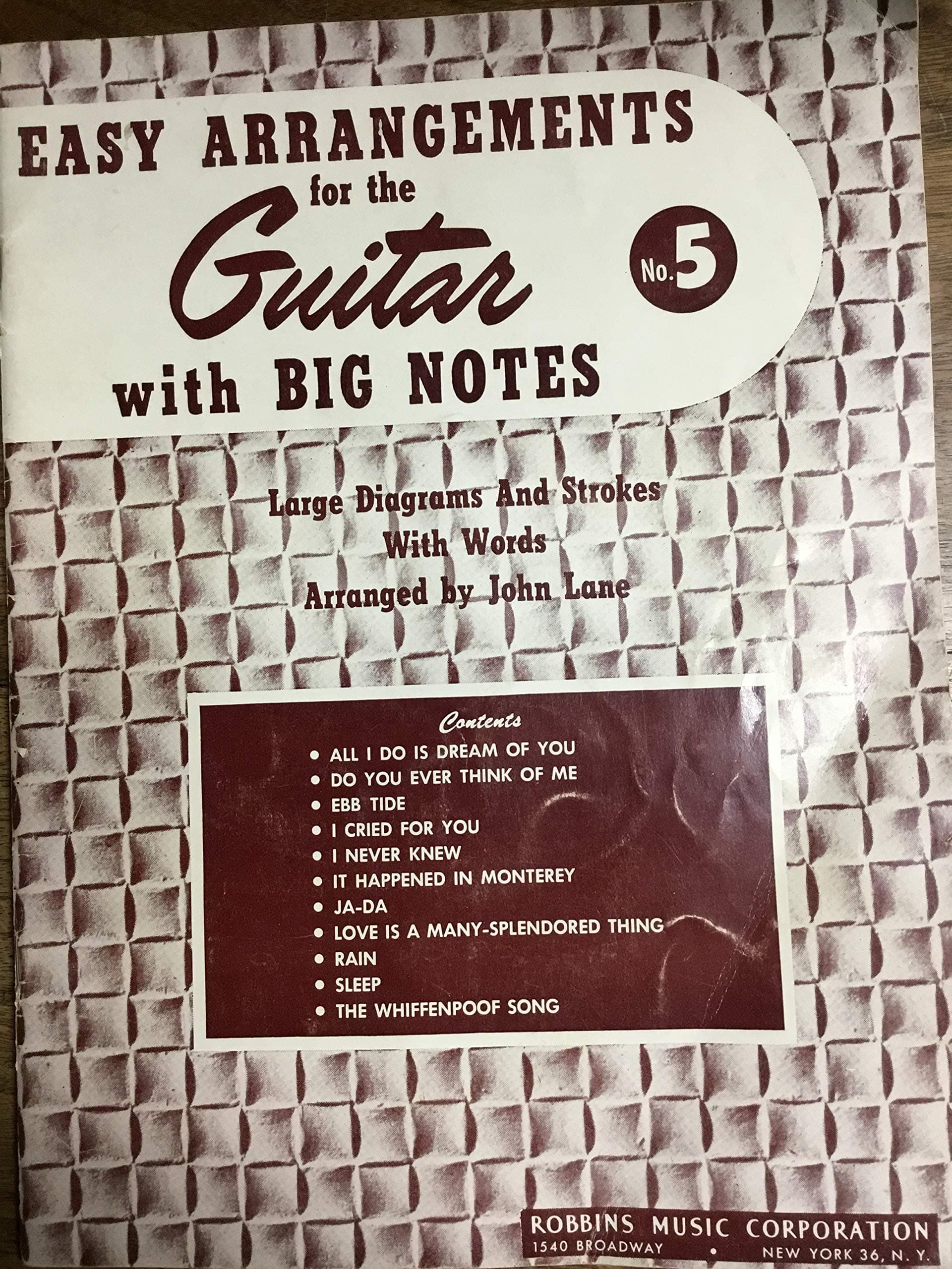 Easy Arrangements For The Guitar With Big Notes Number 5 [Paperback] John Lane by null