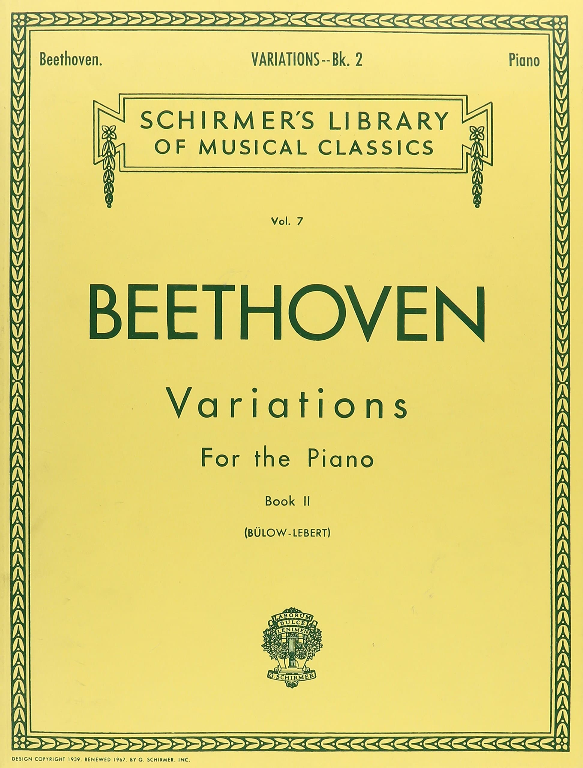 Variations - Book 2: Schirmer Library of Classics Volume 7 Piano Solo [Paperback] Bulow, von and Beethoven, Ludwig van by null