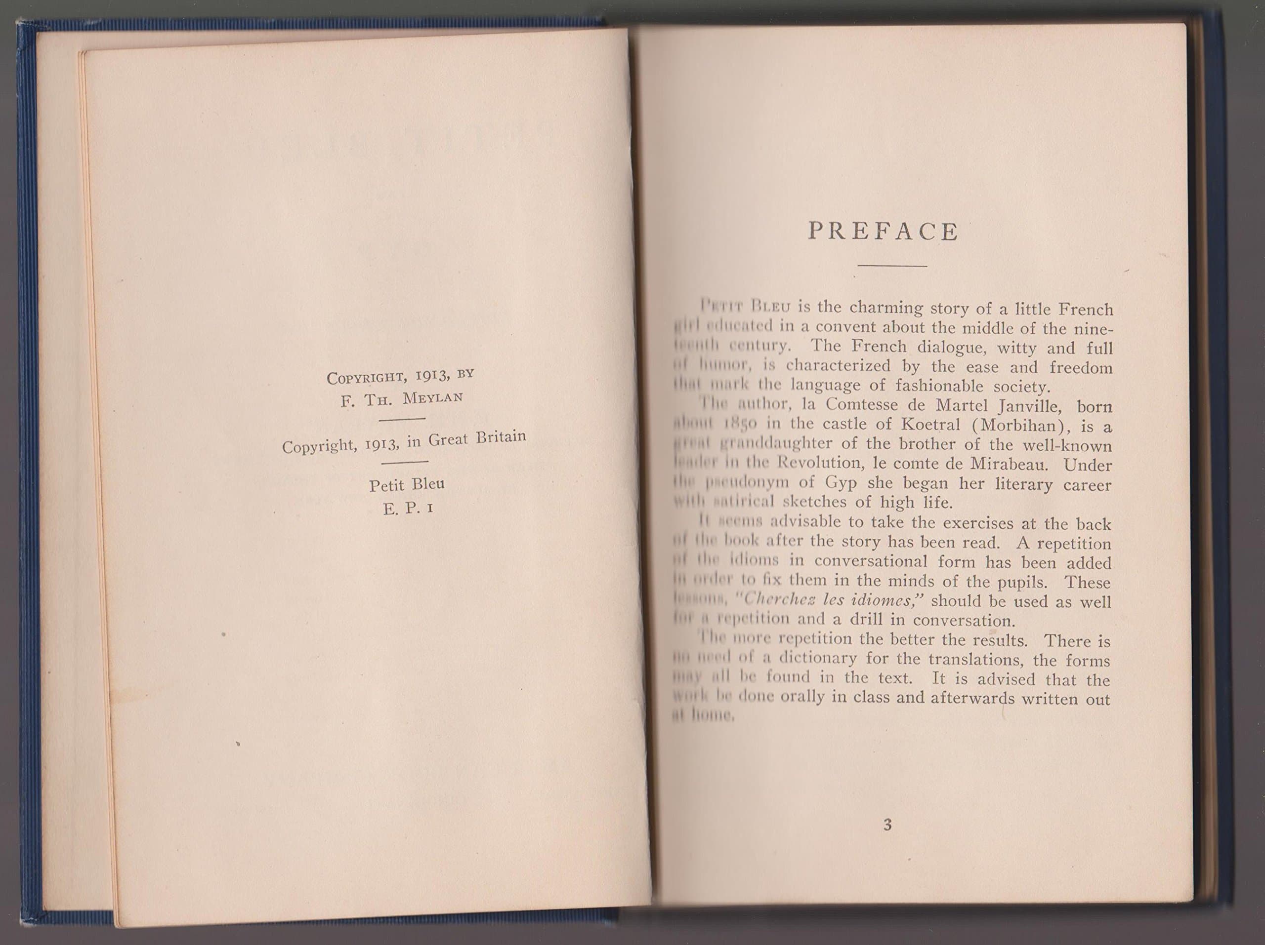 Petit Bleu, Par Gyp [Hardcover] Gyp. Edited for School Use By F. Th. Meylan by null