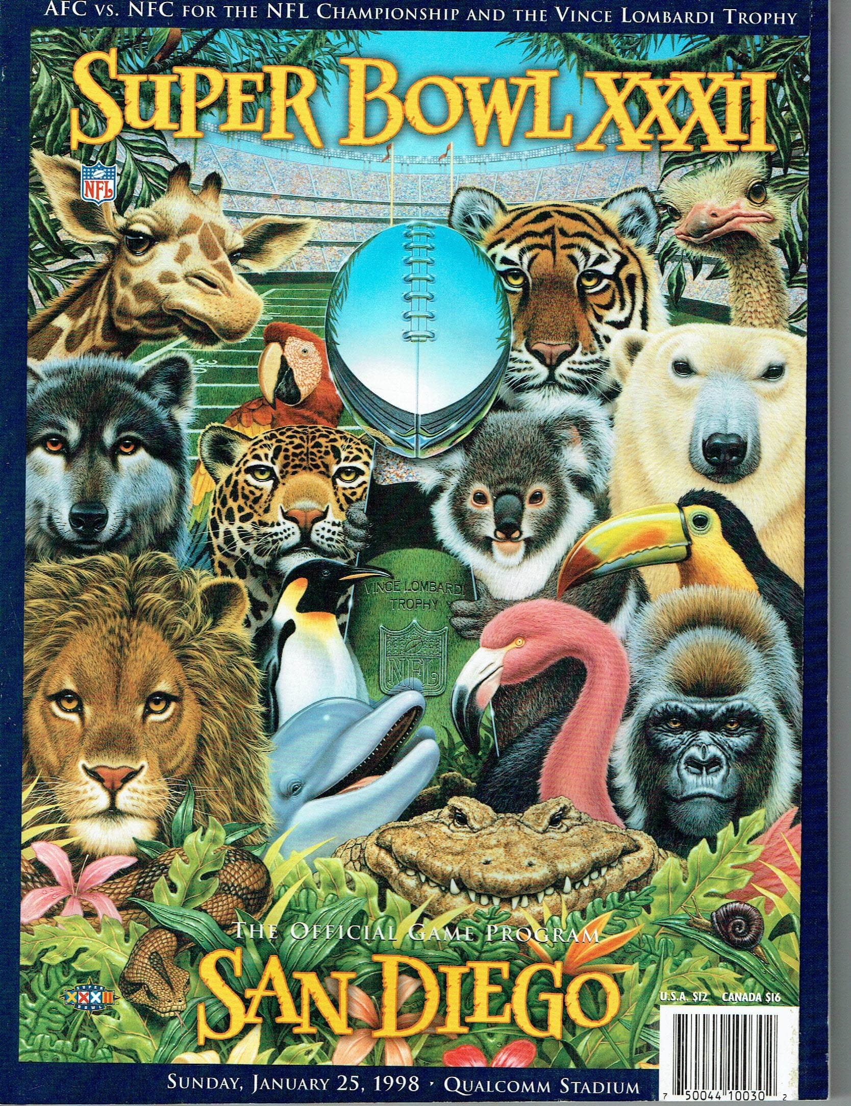 SUPER BOWL XXXII: The Official Game Program; San Diego; Sunday, January 25, 1998; Qualcomm Stadium [Paperback] NFL by null