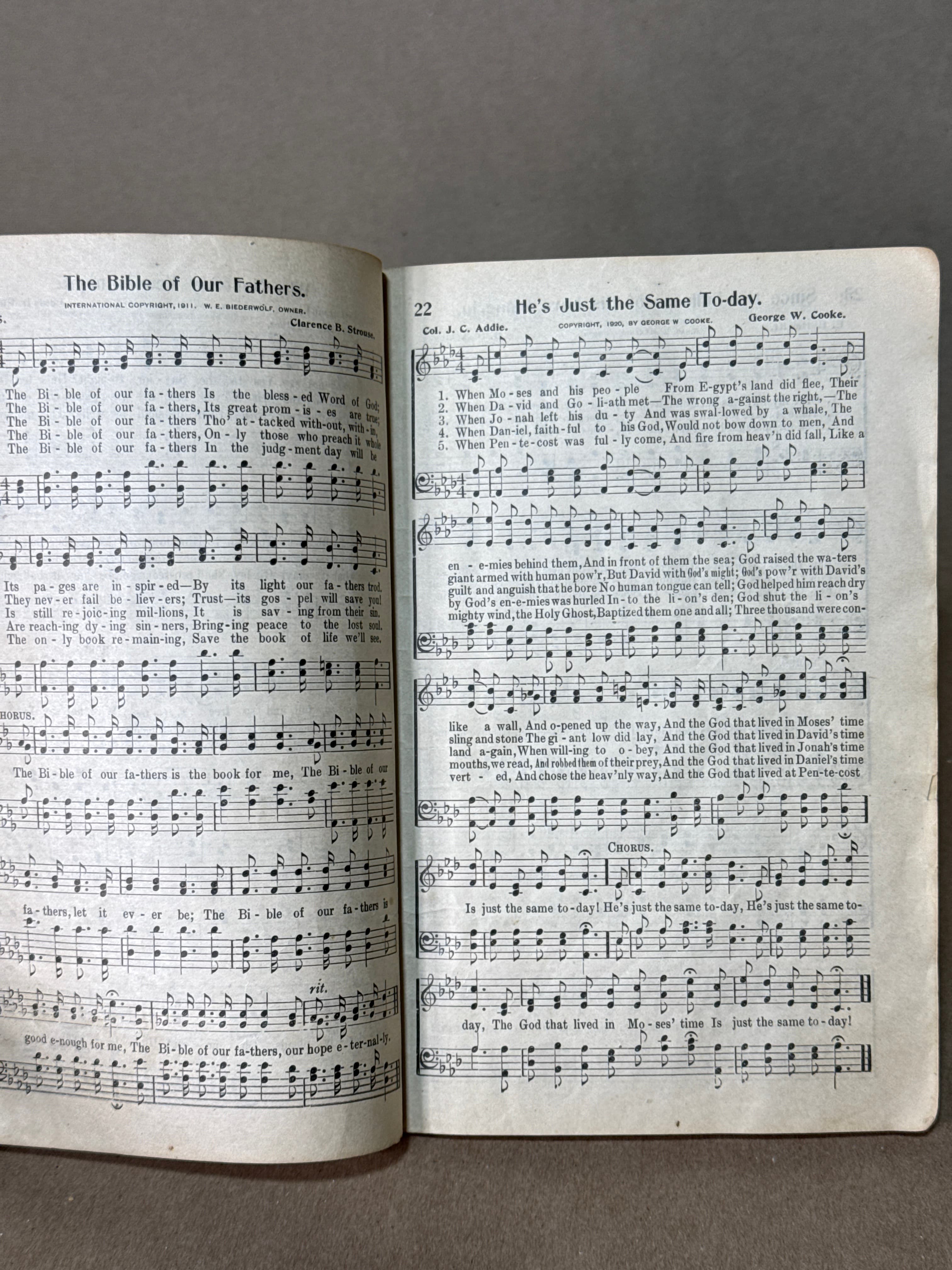 Glad Tidings in Song by Edited and Compiled by Revs. W. E. Biederwolf, John S. Hamilton, Bob Jones, E. C. Miller, H. W. Stough - copyright page showing publication details
