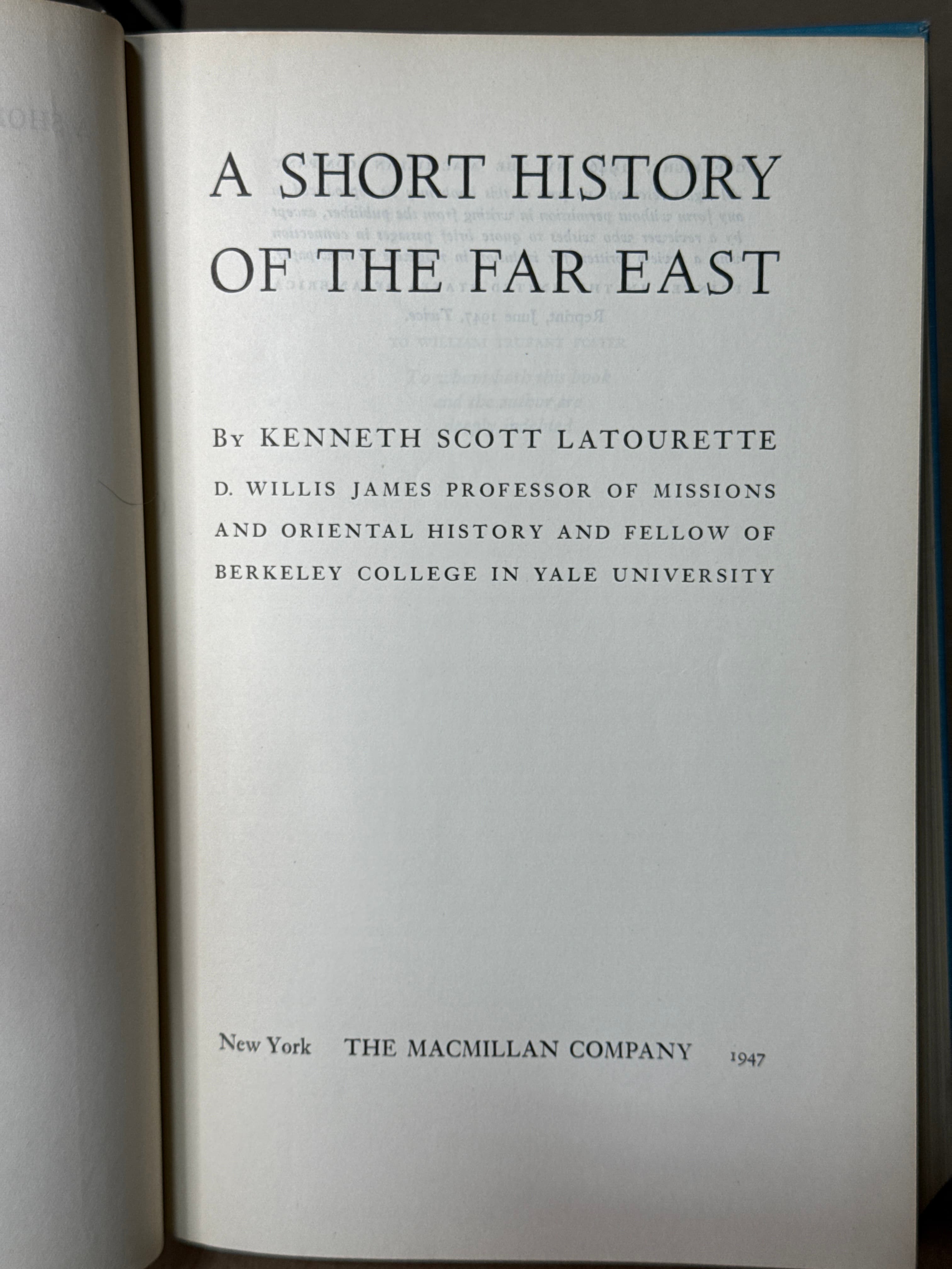 A Short History of the Far East by Kenneth Scott Latourette - title page