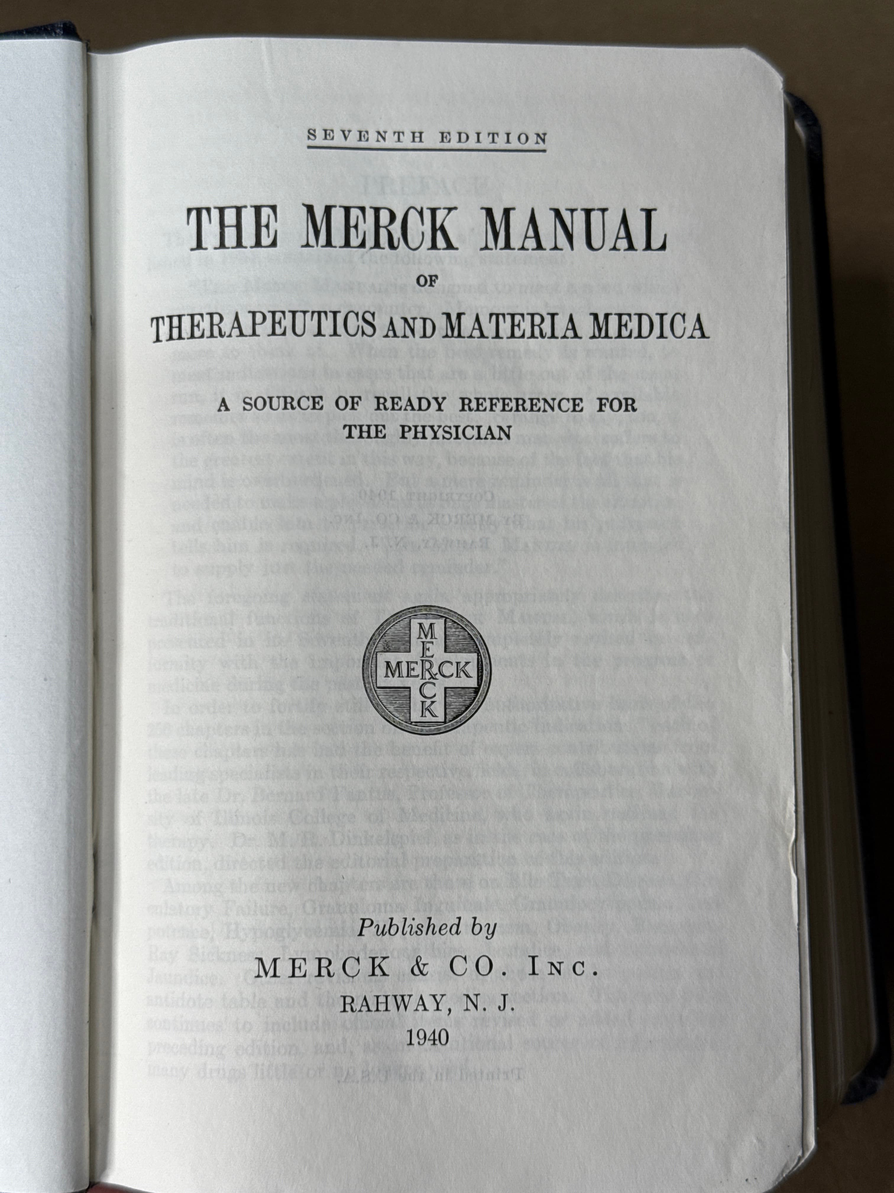 The Merck Manual of Therapeutics and Materia Medica - title page