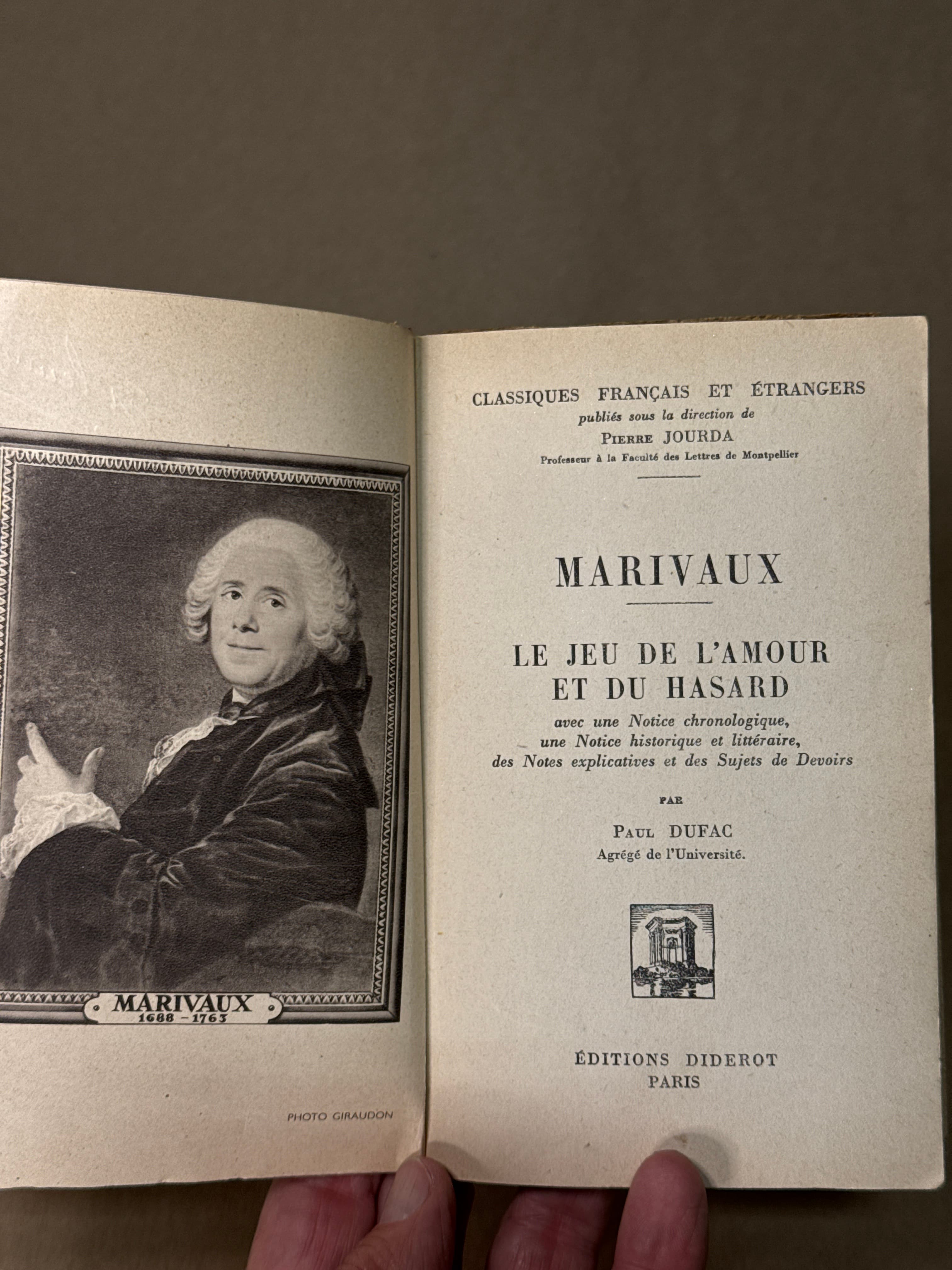 Le Jeu de l'Amour et du Hasard by Marivaux - title page