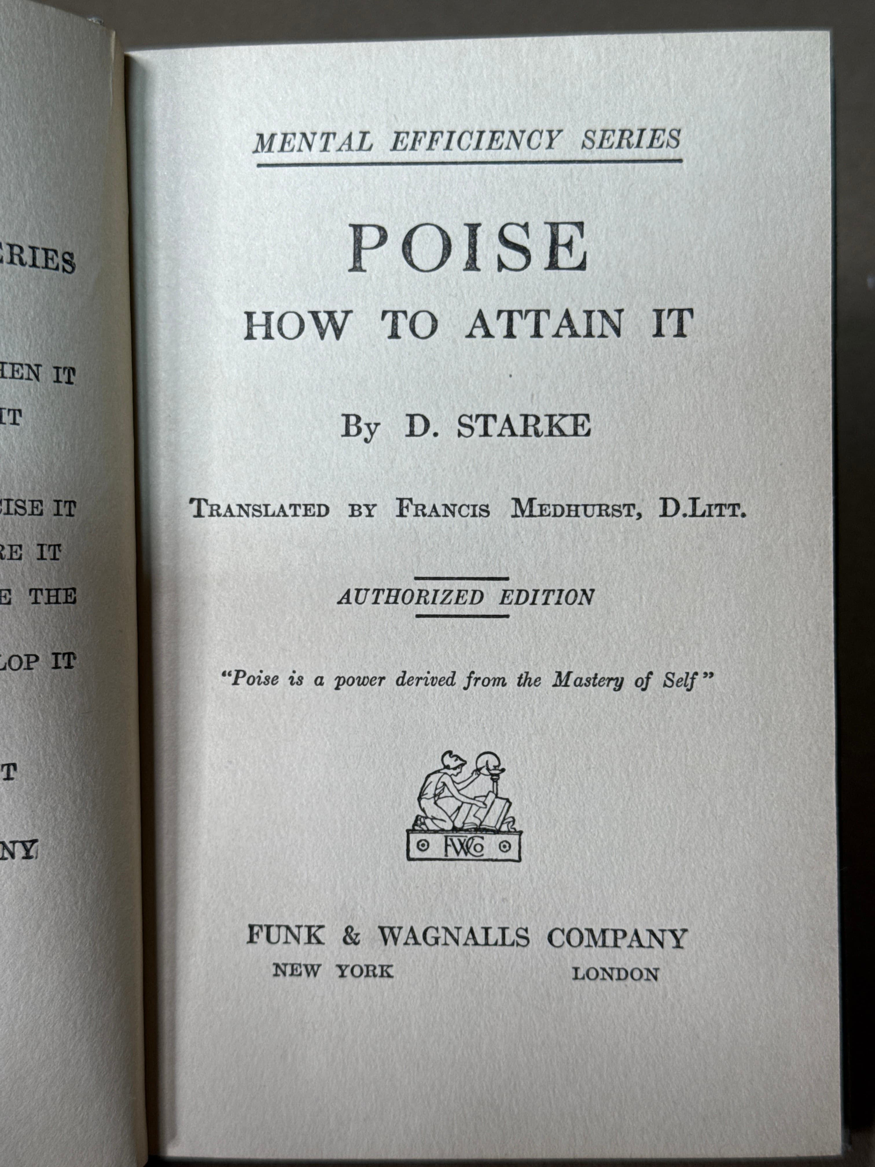 Poise: How to Attain It by D. Starke - title page
