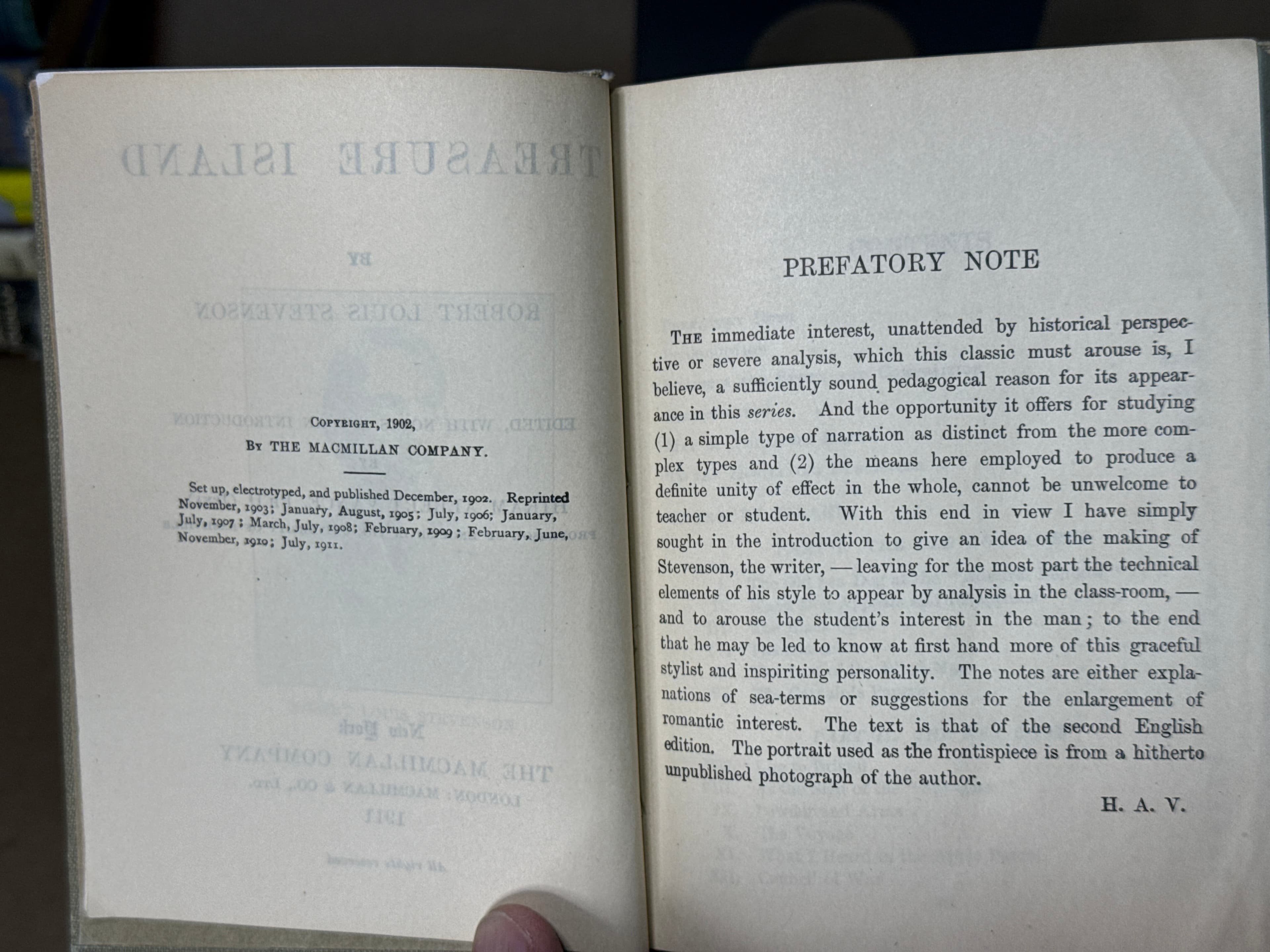 Treasure Island by Robert Louis Stevenson - copyright page showing 1911 details