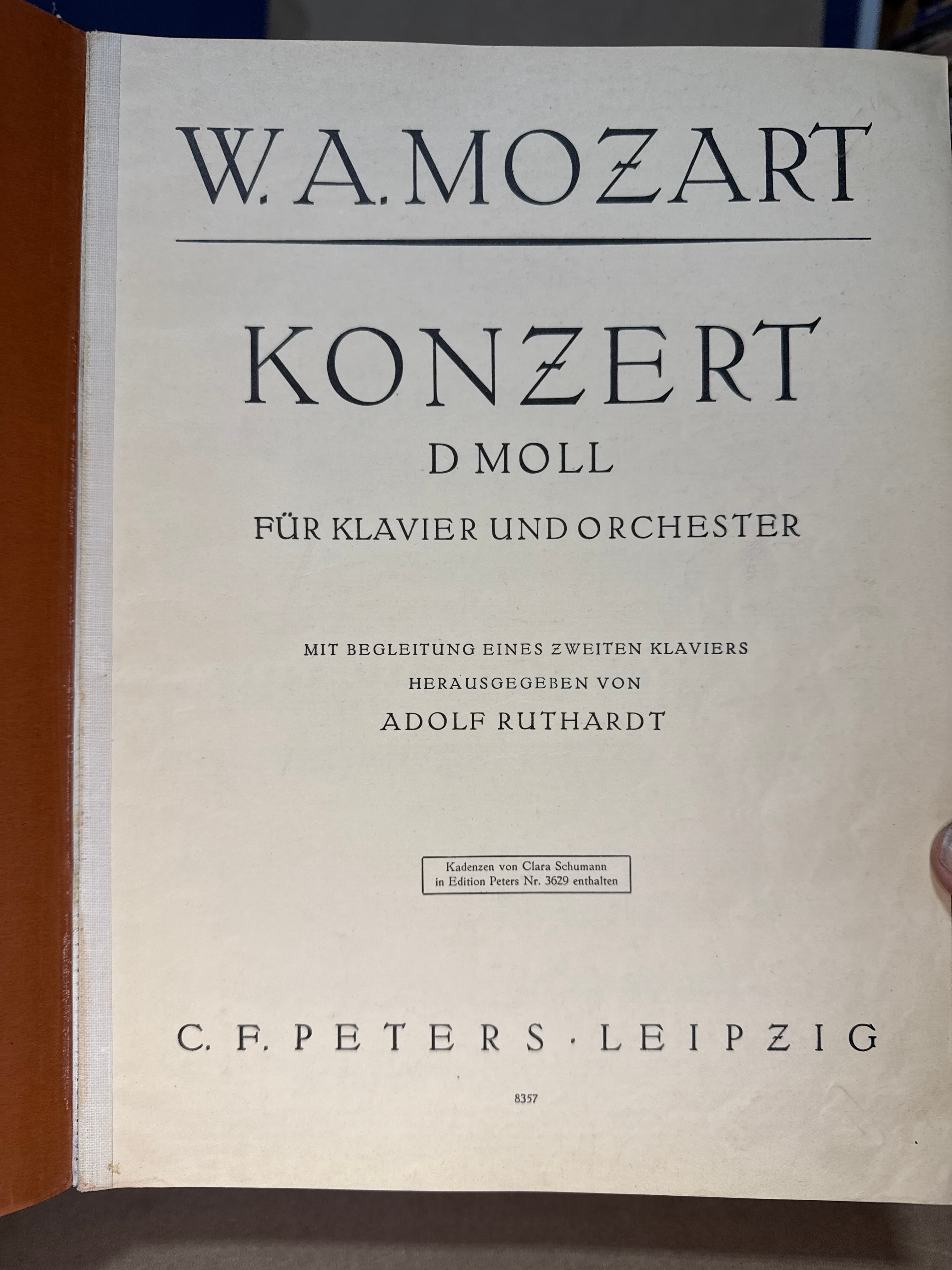 Konzert D moll für Klavier und Orchester [Sheet Music] W. A. Mozart by W. A. Mozart - title page