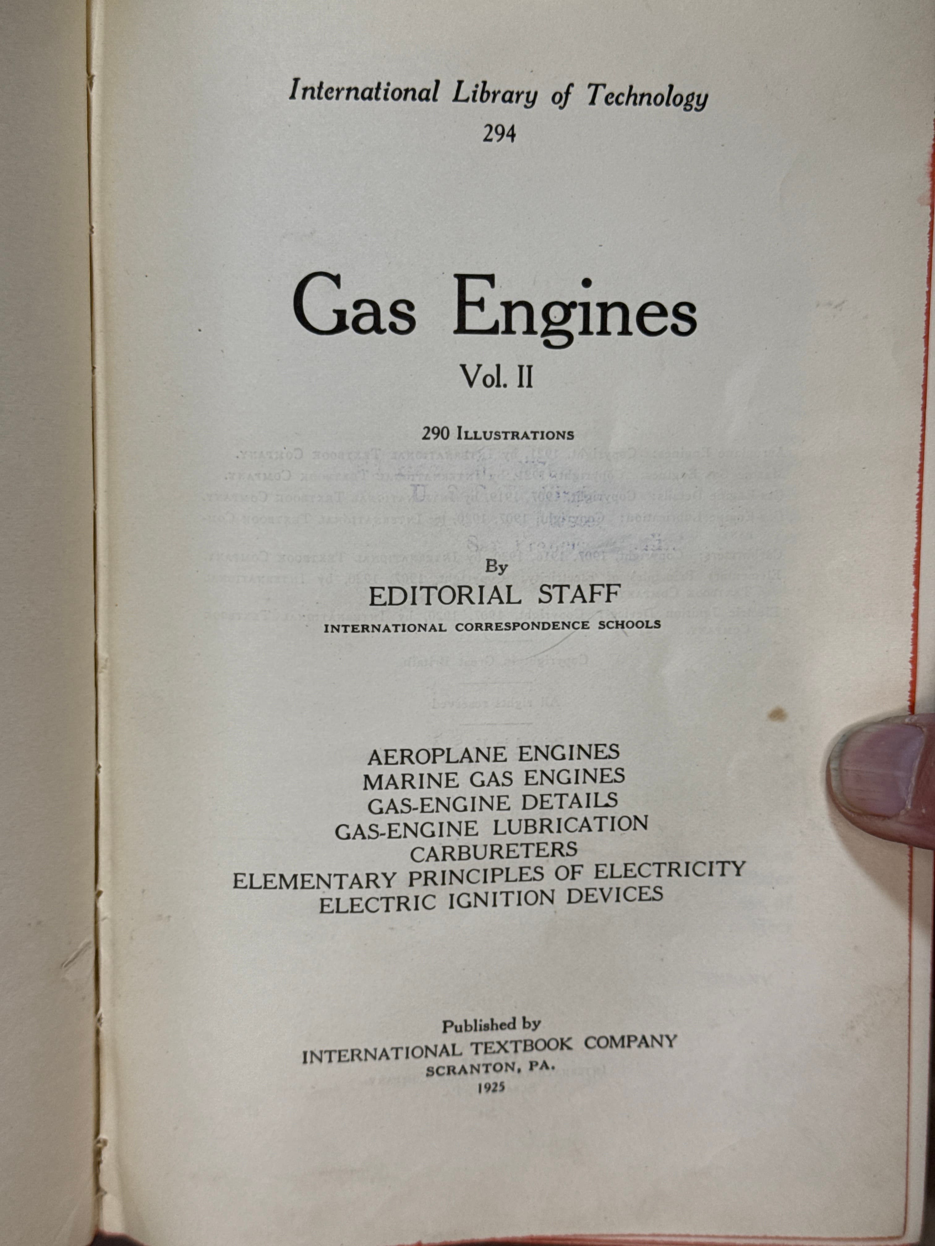 Gas Engines Vol. II [Hardcover] 1925 Intl. Correspondence Schools by Editorial Staff, International Correspondence Schools - title page