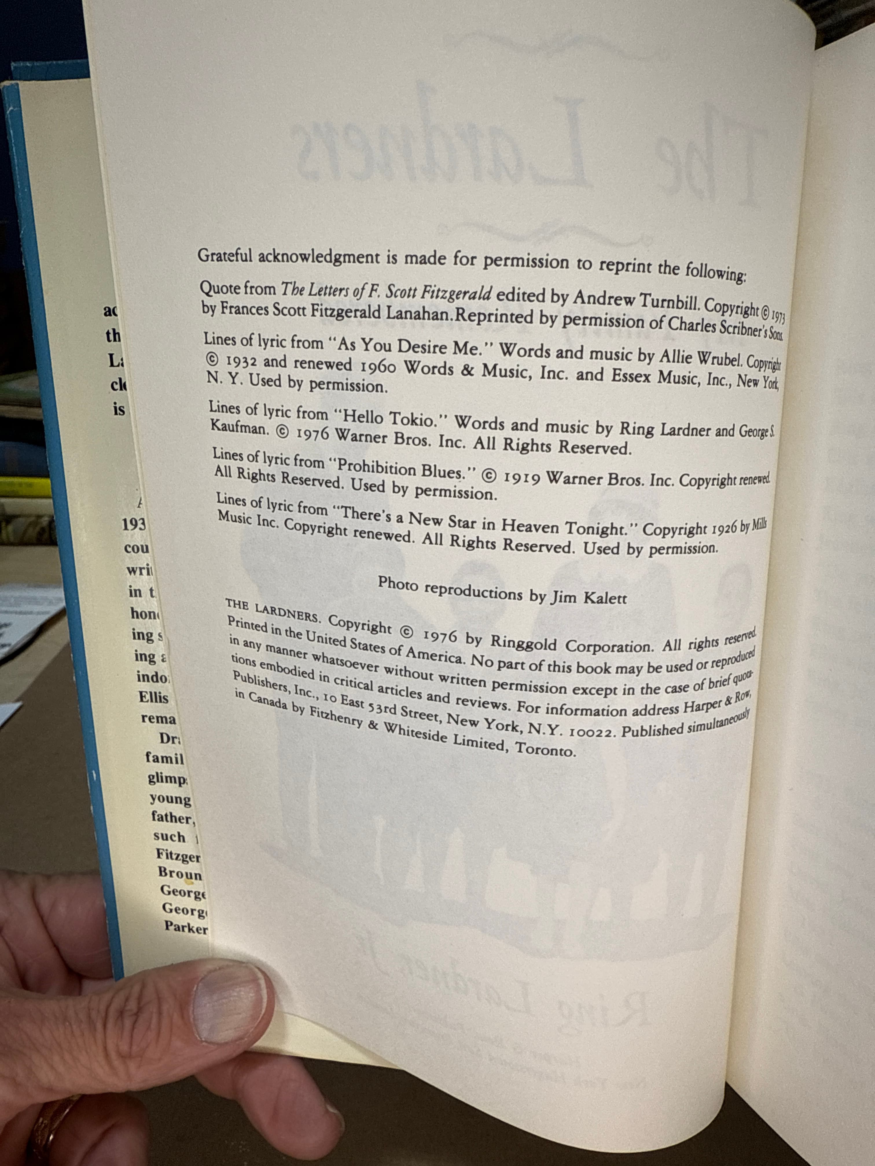 The Lardners: My Family Remembered [Hardcover] The Lardners: My Family Remembered First Edition by Ring Lardner, Jr. - copyright page showing 1976 details