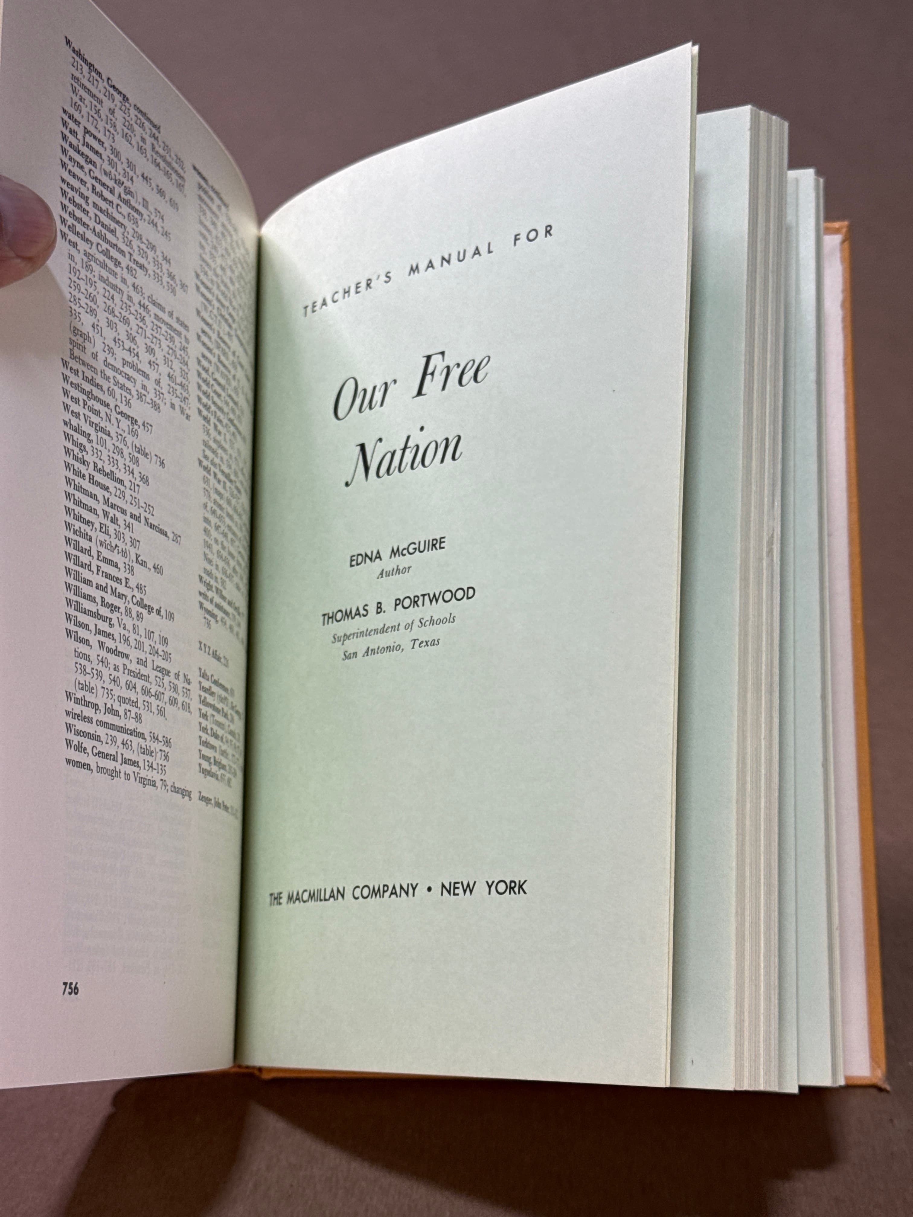 Our Free Nation Teacher's Edition [Hardcover] Edna McGuire 1961 Textbook by Edna McGuire, Thomas B. Portwood - additional view