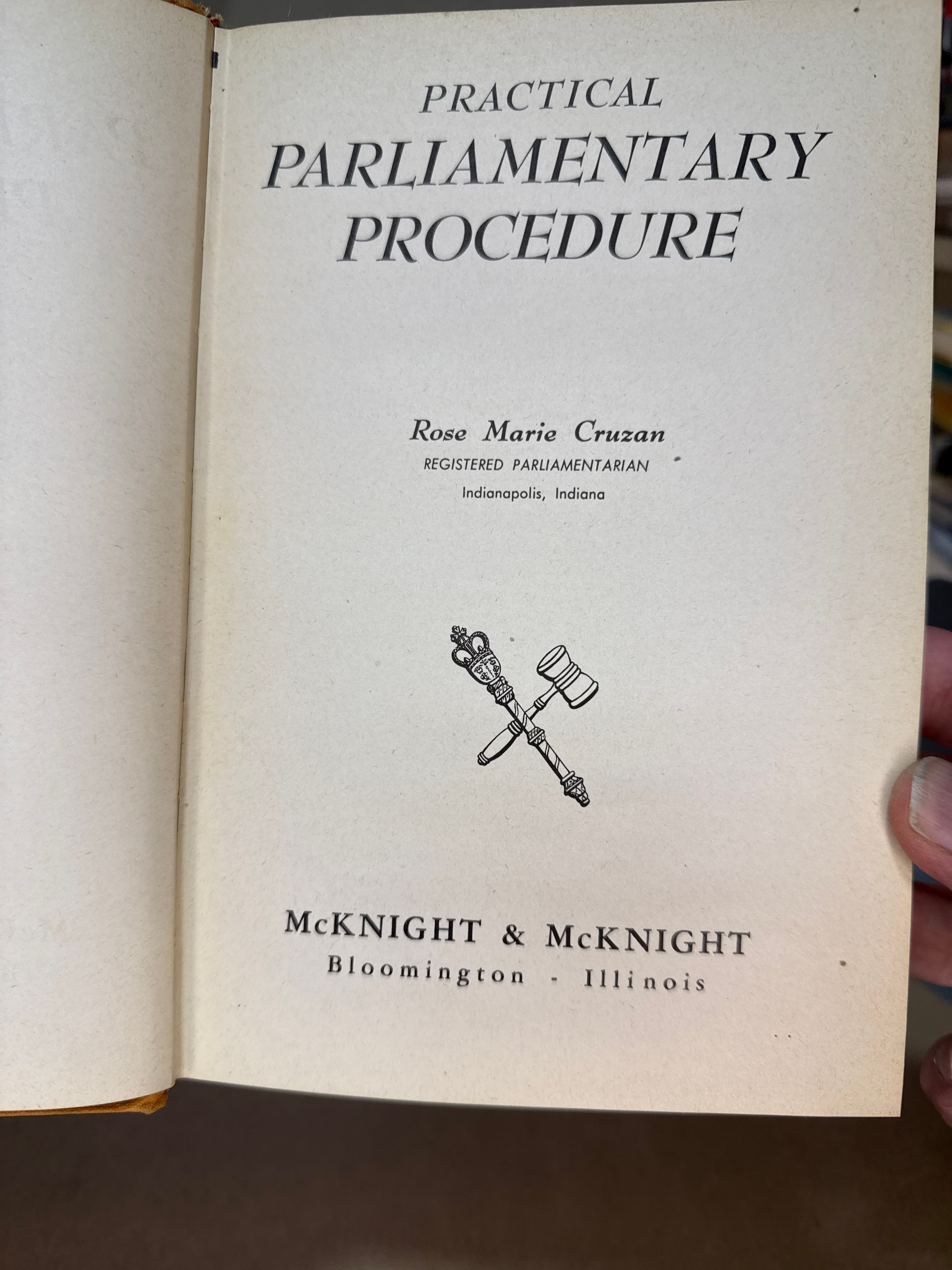 Practical Parliamentary Procedure [Hardcover] Rose Marie Cruzan 1947 by Rose Marie Cruzan - title page