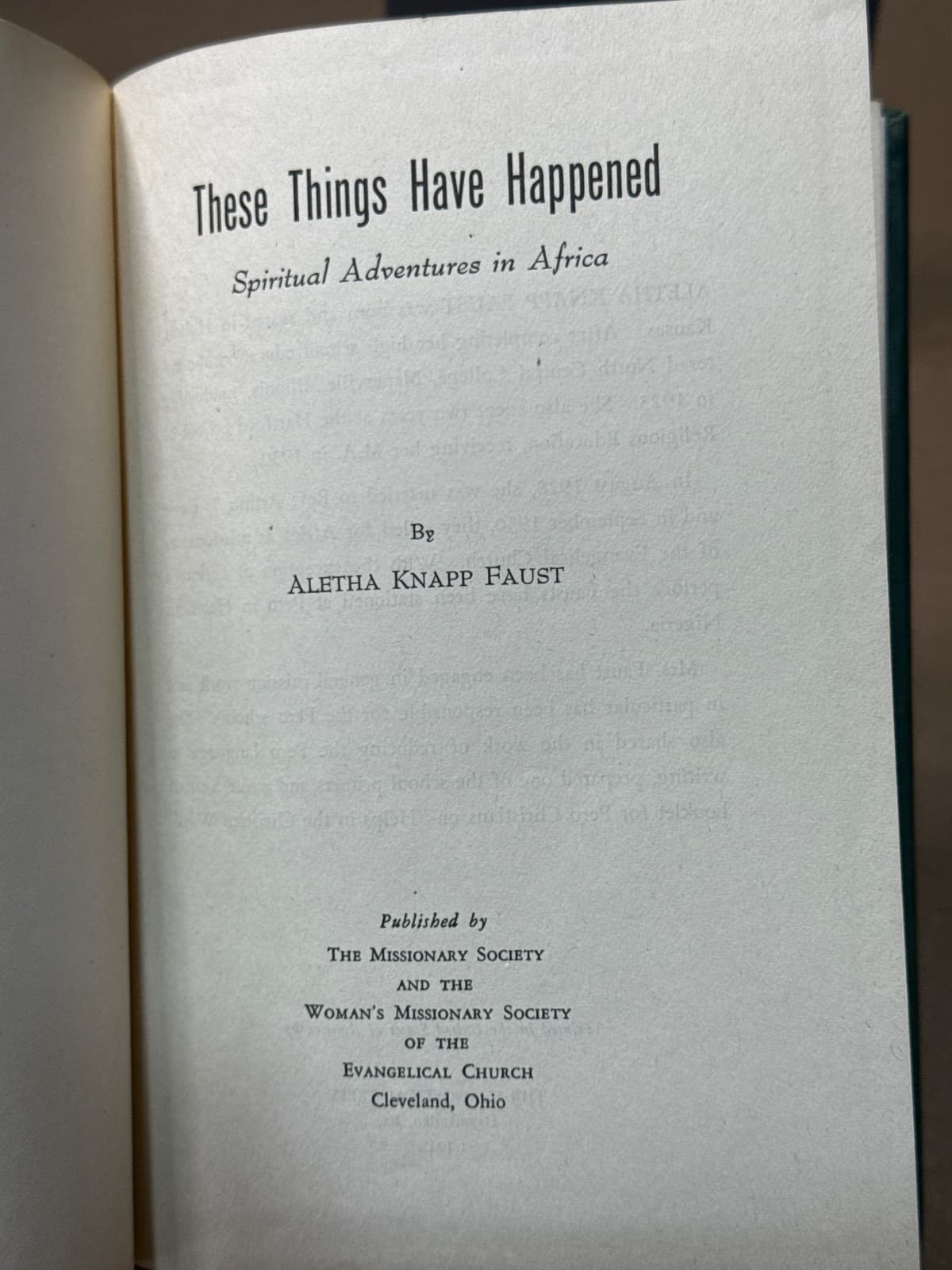 These Things Have Happened by Aletha Knapp Faust - title page