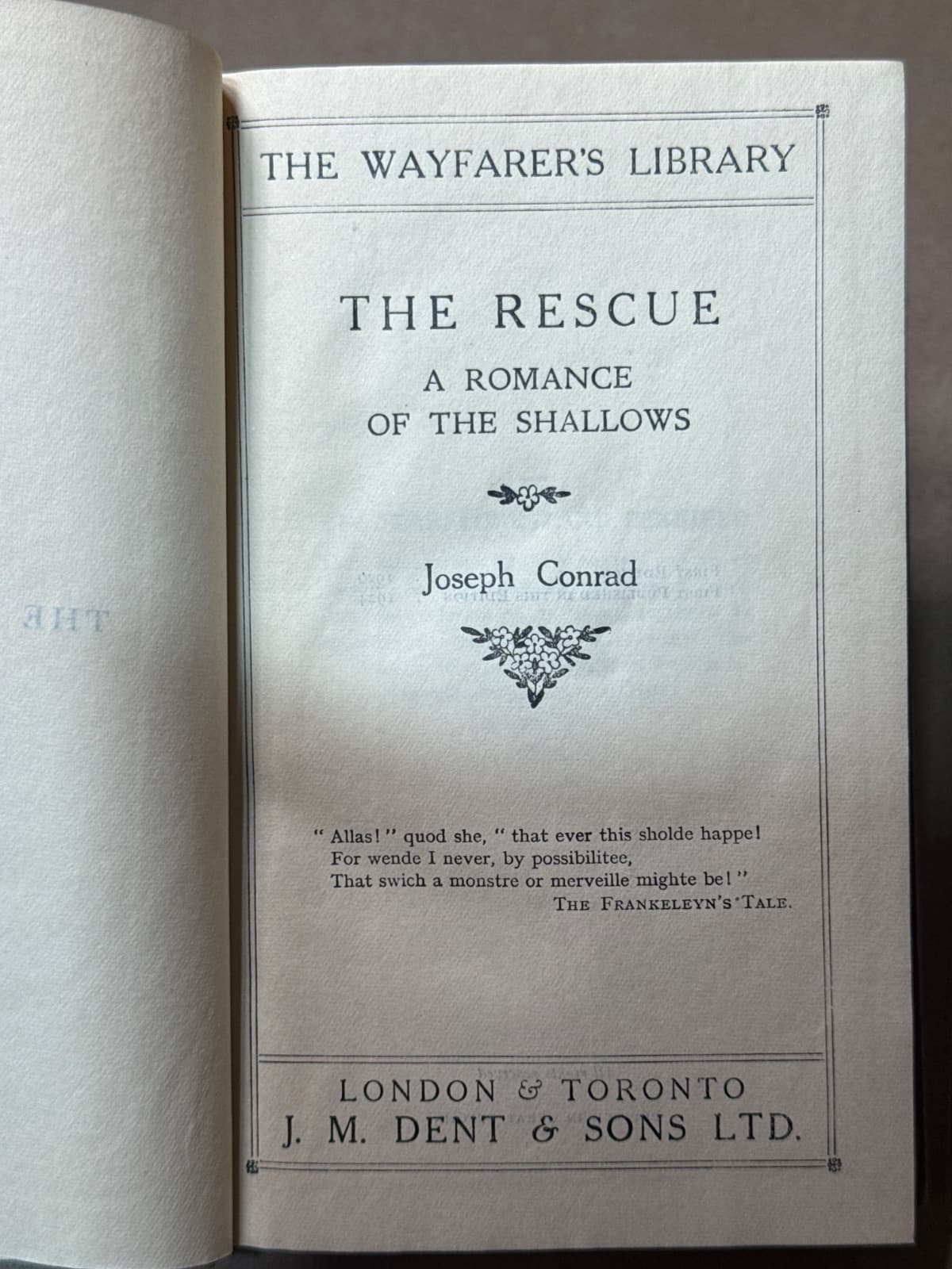 The Rescue: A Romance of the Shallows by Joseph Conrad - title page