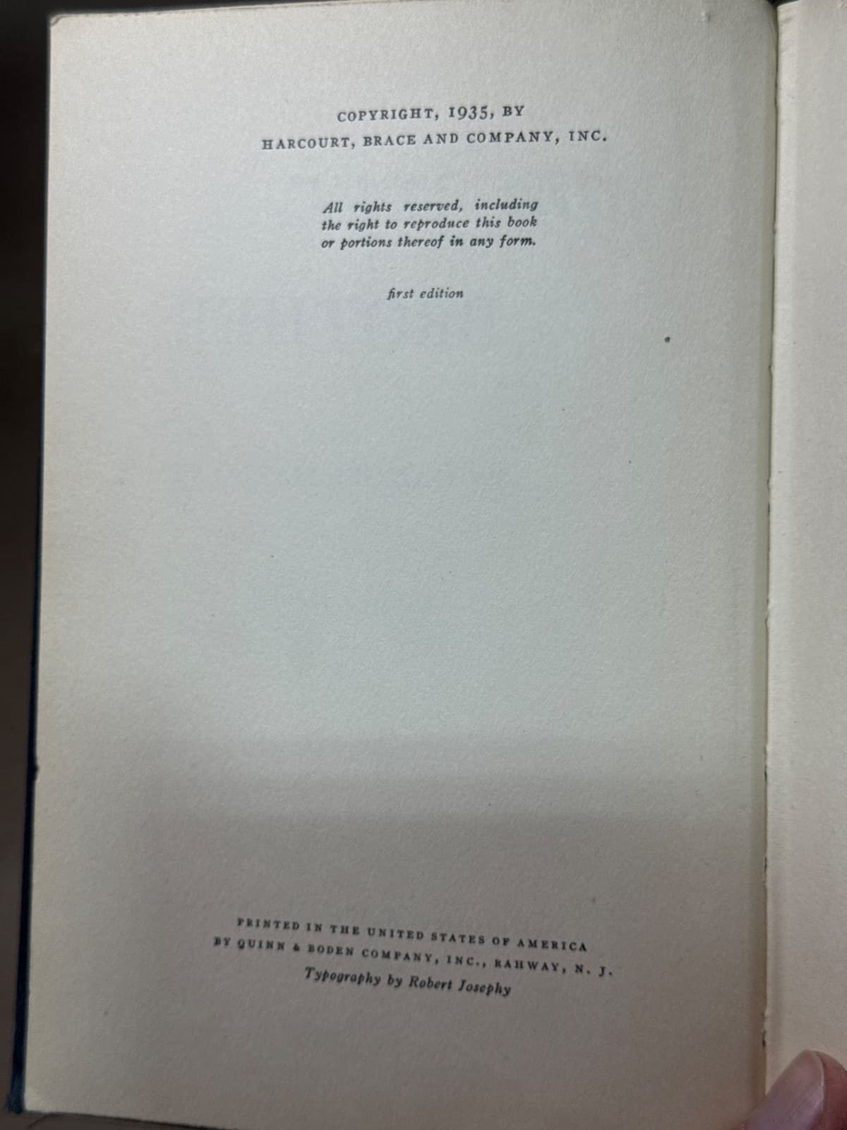 I Am Your Brother by Gabriel Marlowe - copyright page showing 1935 details