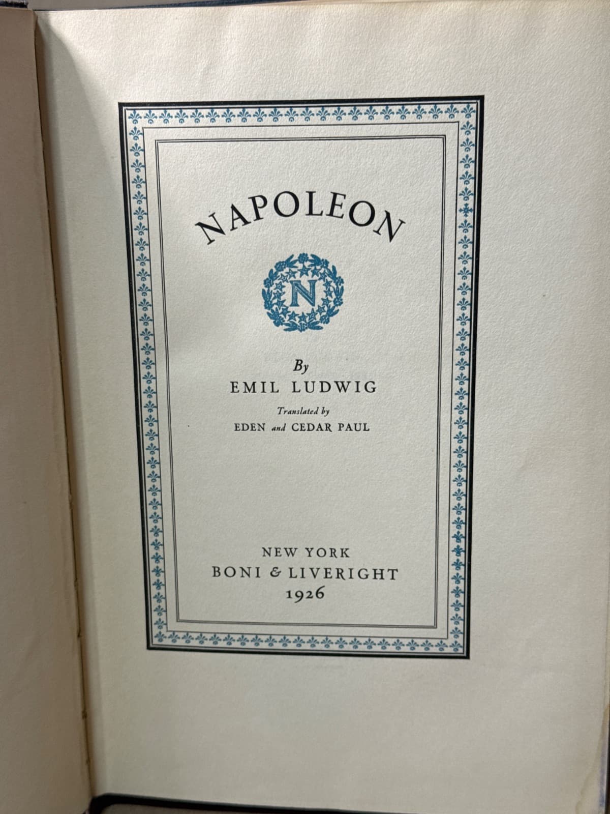 Napoleon by Emil Ludwig - title page