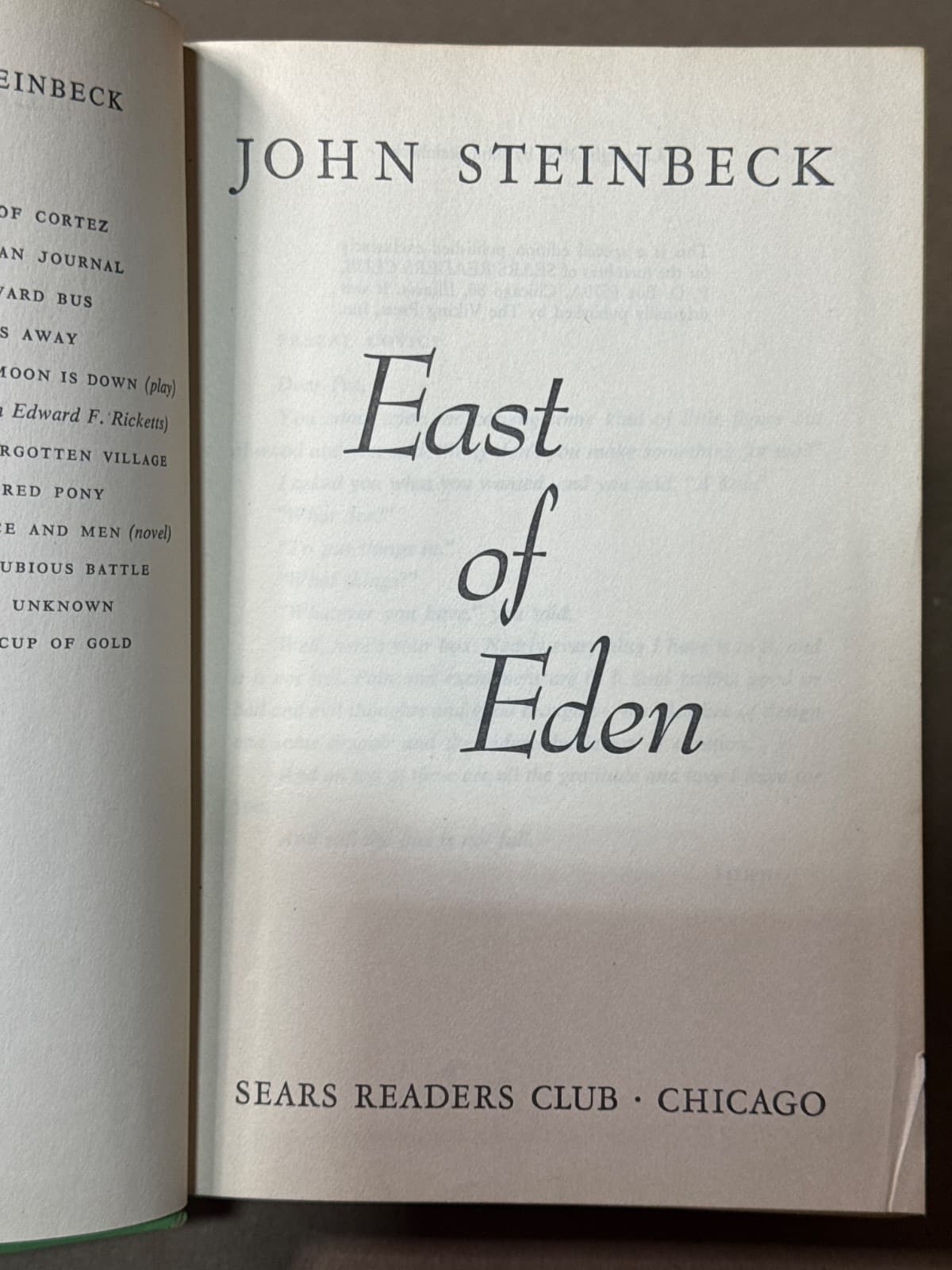 East of Eden by John Steinbeck - title page