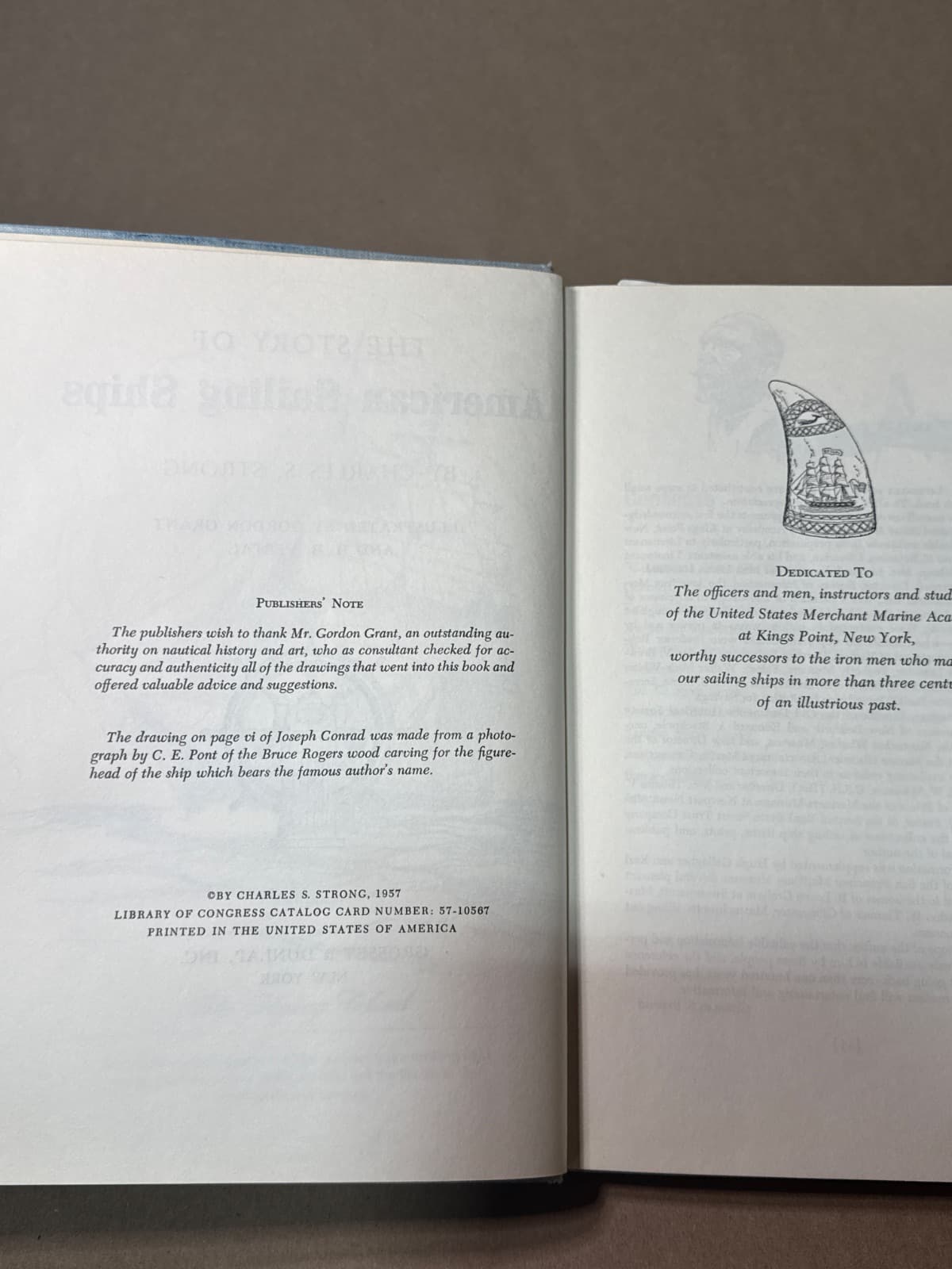 The Story of American Sailing Ships by Charles S. Strong - copyright page showing 1957 details