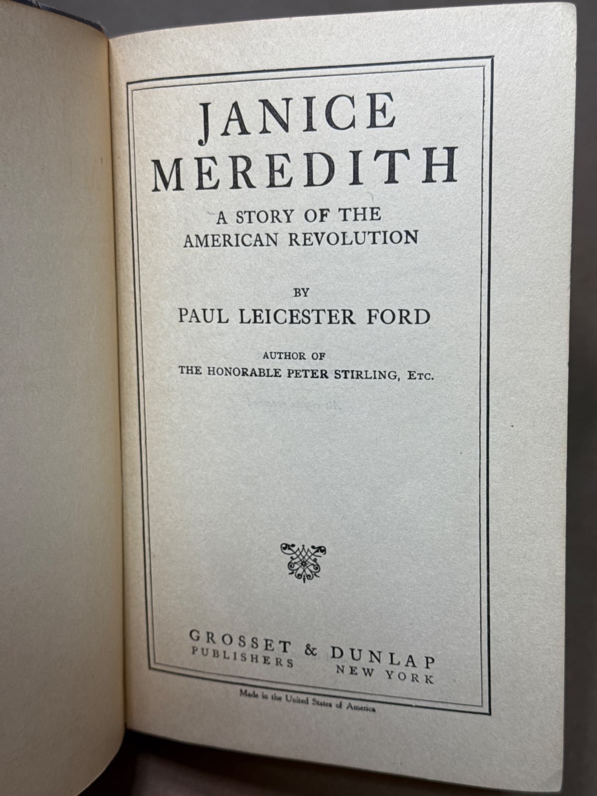 Janice Meredith by Paul Leicester Ford - title page