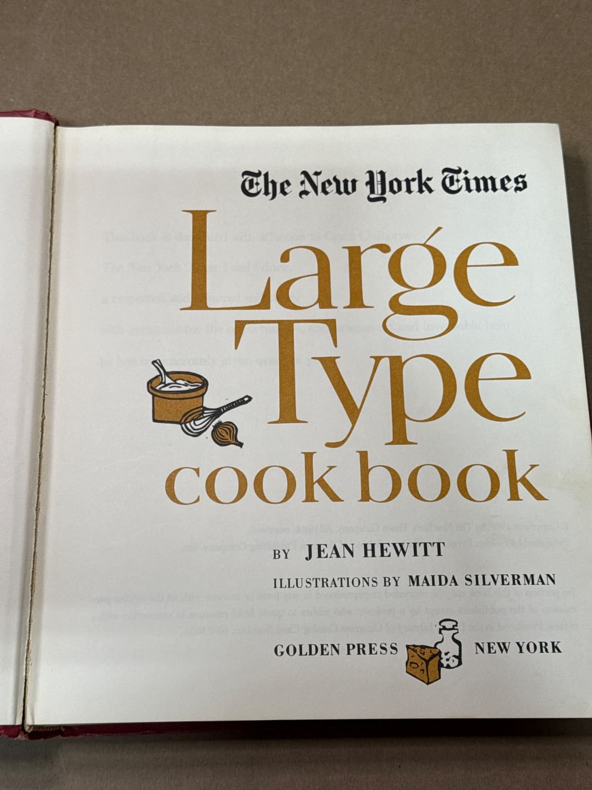 The New York Times Large Type Cookbook by Jean Hewitt - title page