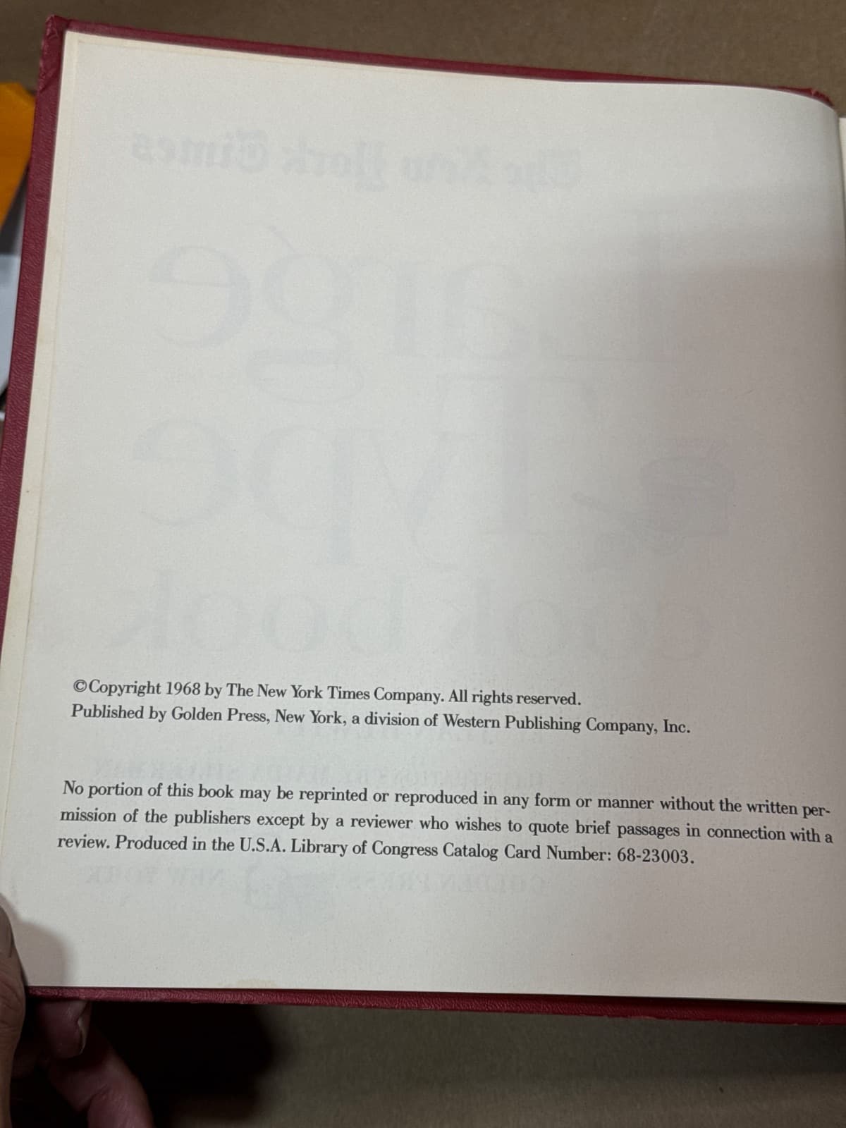 The New York Times Large Type Cookbook by Jean Hewitt - copyright page showing publication details