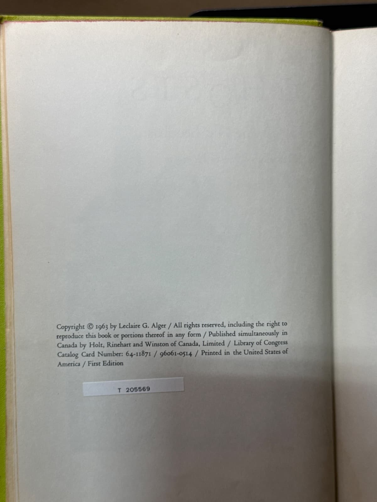 Gaelic Ghosts by Sorche Nic Leodhas - copyright page showing 1963 details