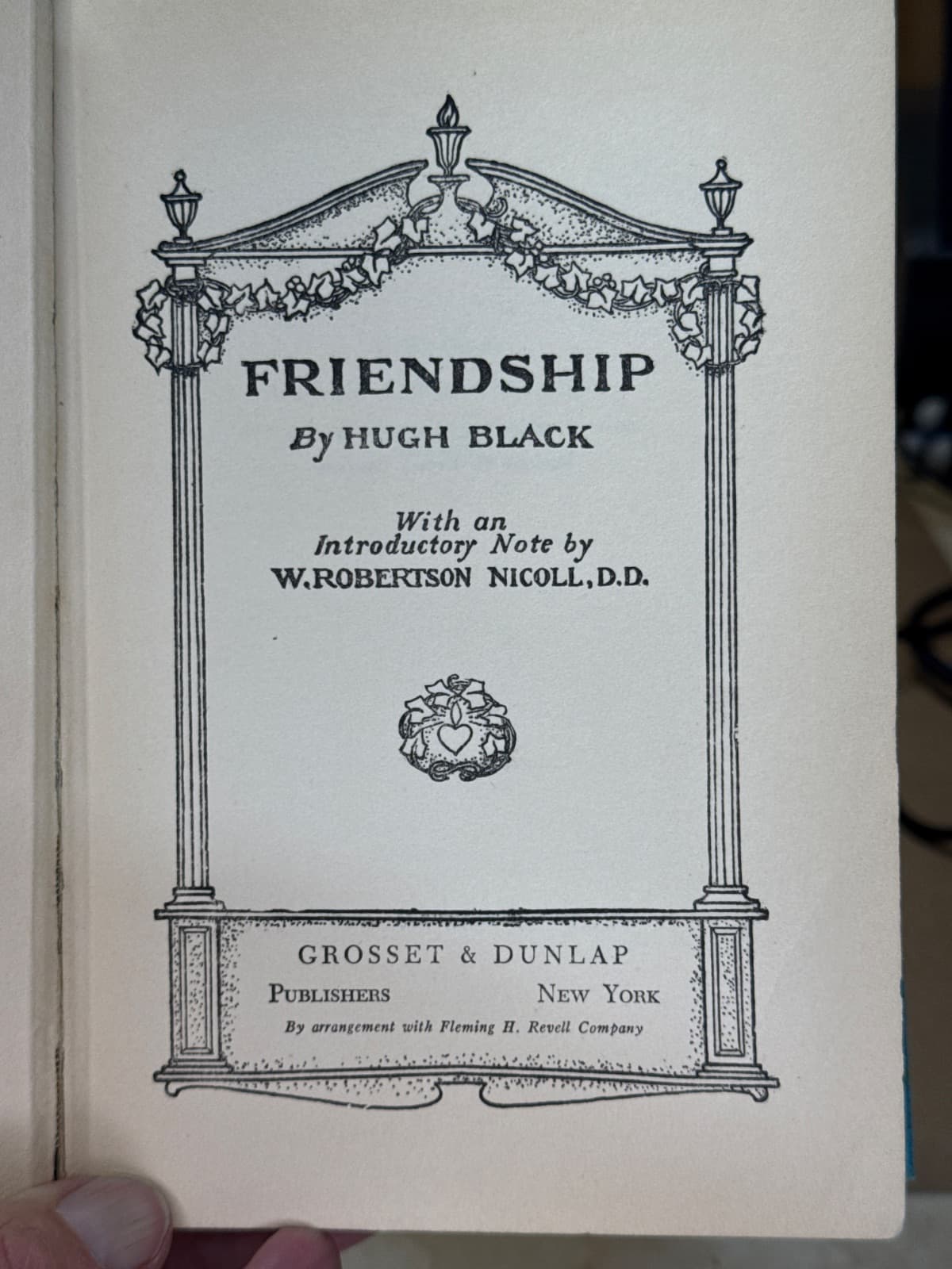 Friendship by Hugh Black - title page