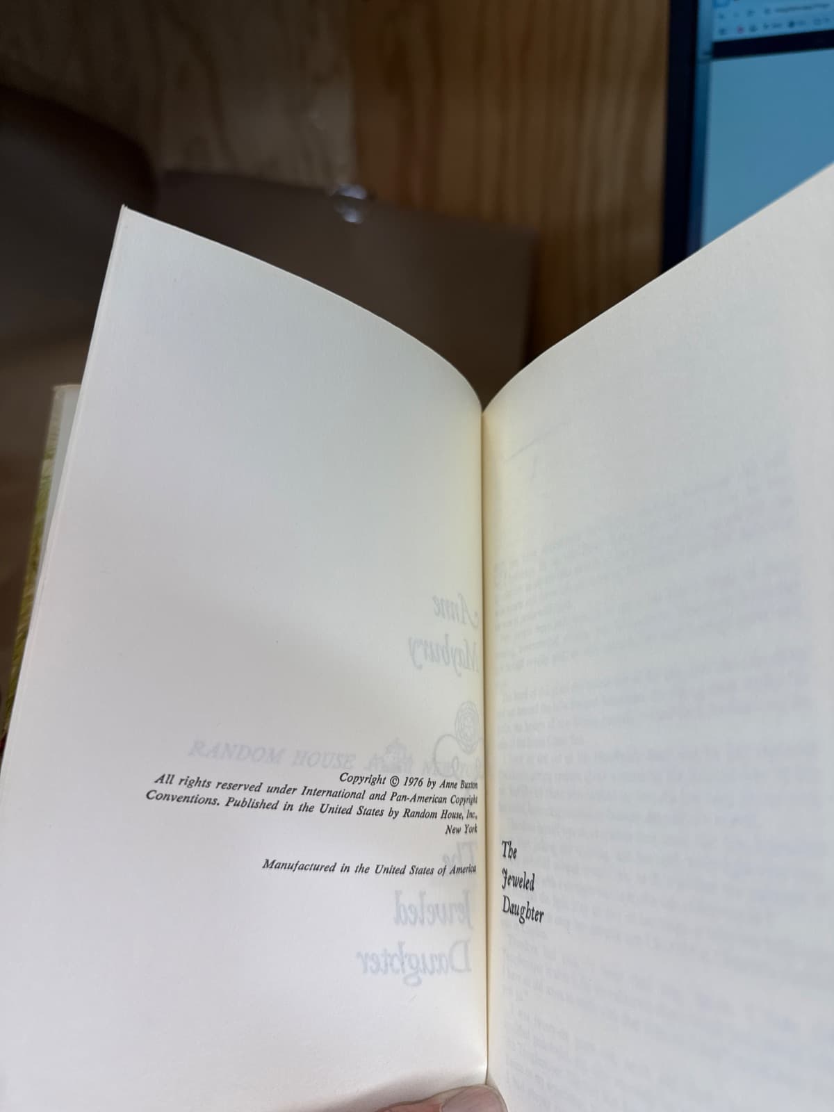 The Jeweled Daughter by Anne Maybury - copyright page showing 1976 details