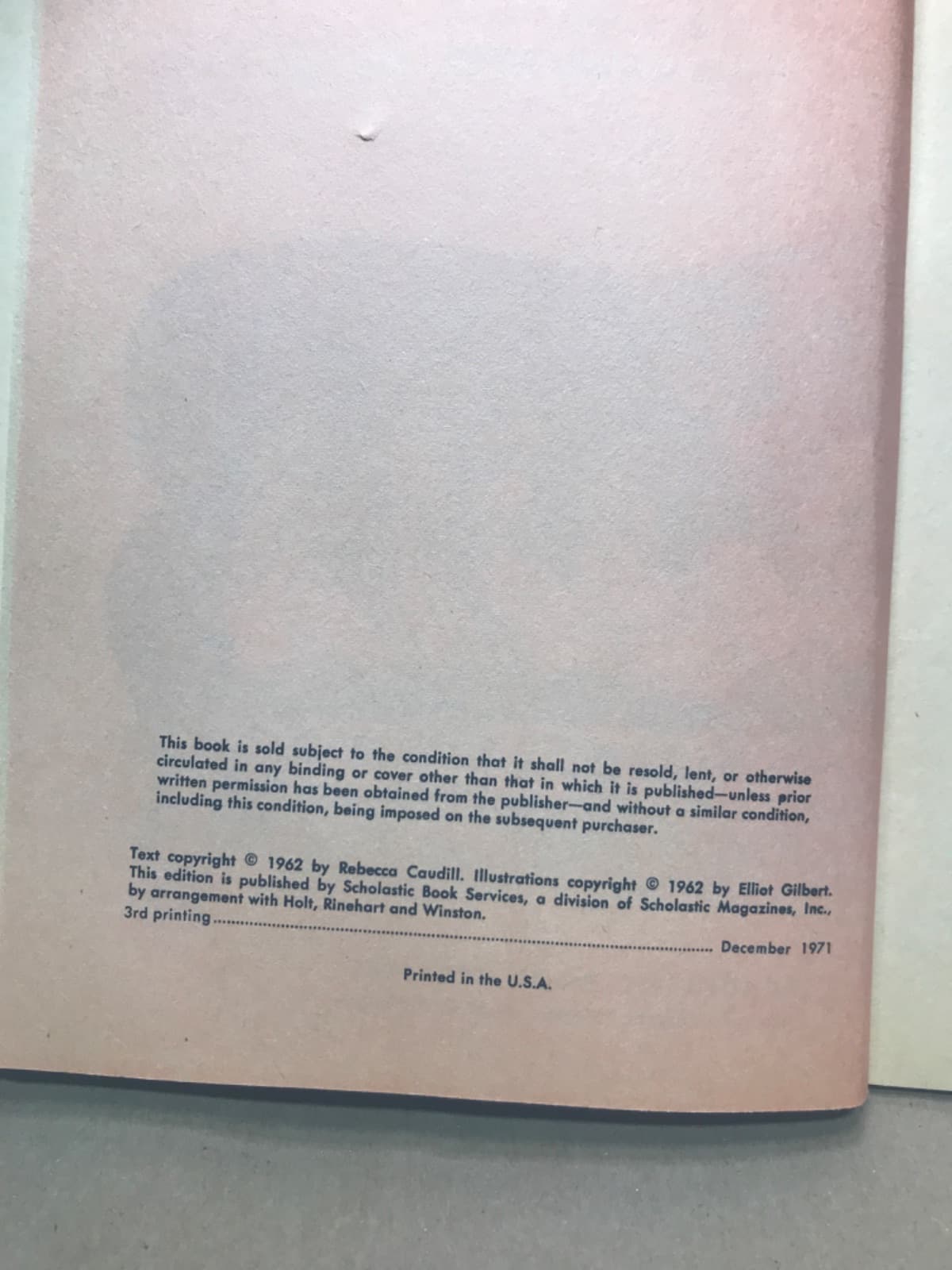 The Best-Loved Doll by Rebecca Caudill - copyright page showing 1971 details