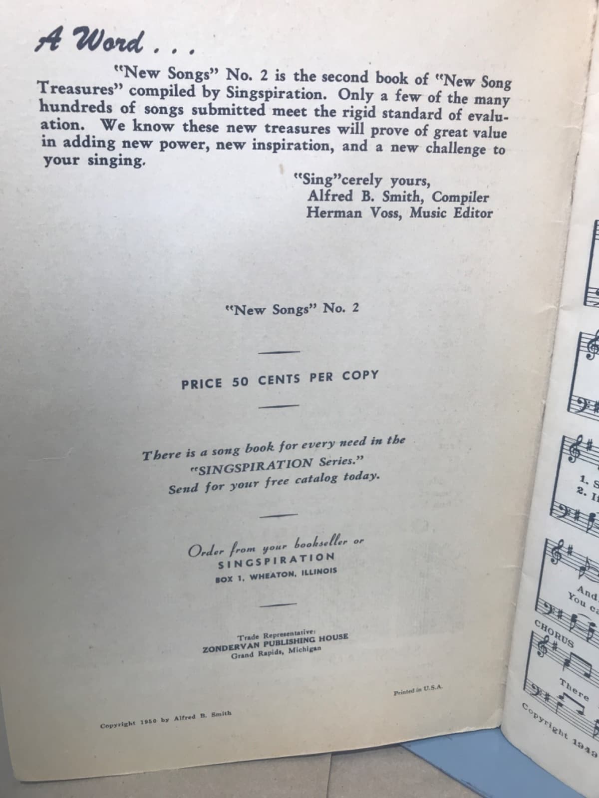 New Songs No. 2 by Alfred B. Smith, Compiler - title page