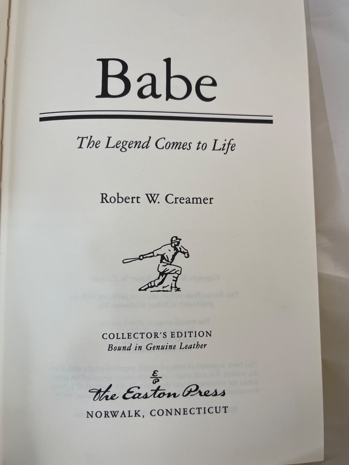 Babe: The Legend Comes to Life by Robert W. Creamer - title page