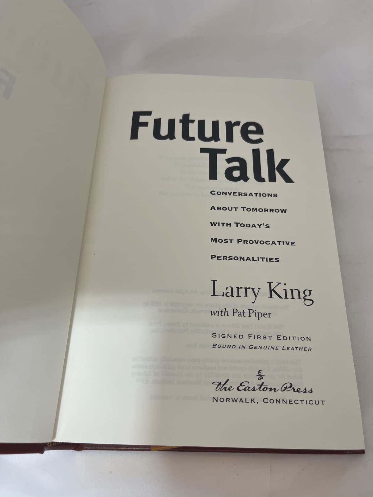 Future Talk by Larry King with Pat Piper - title page