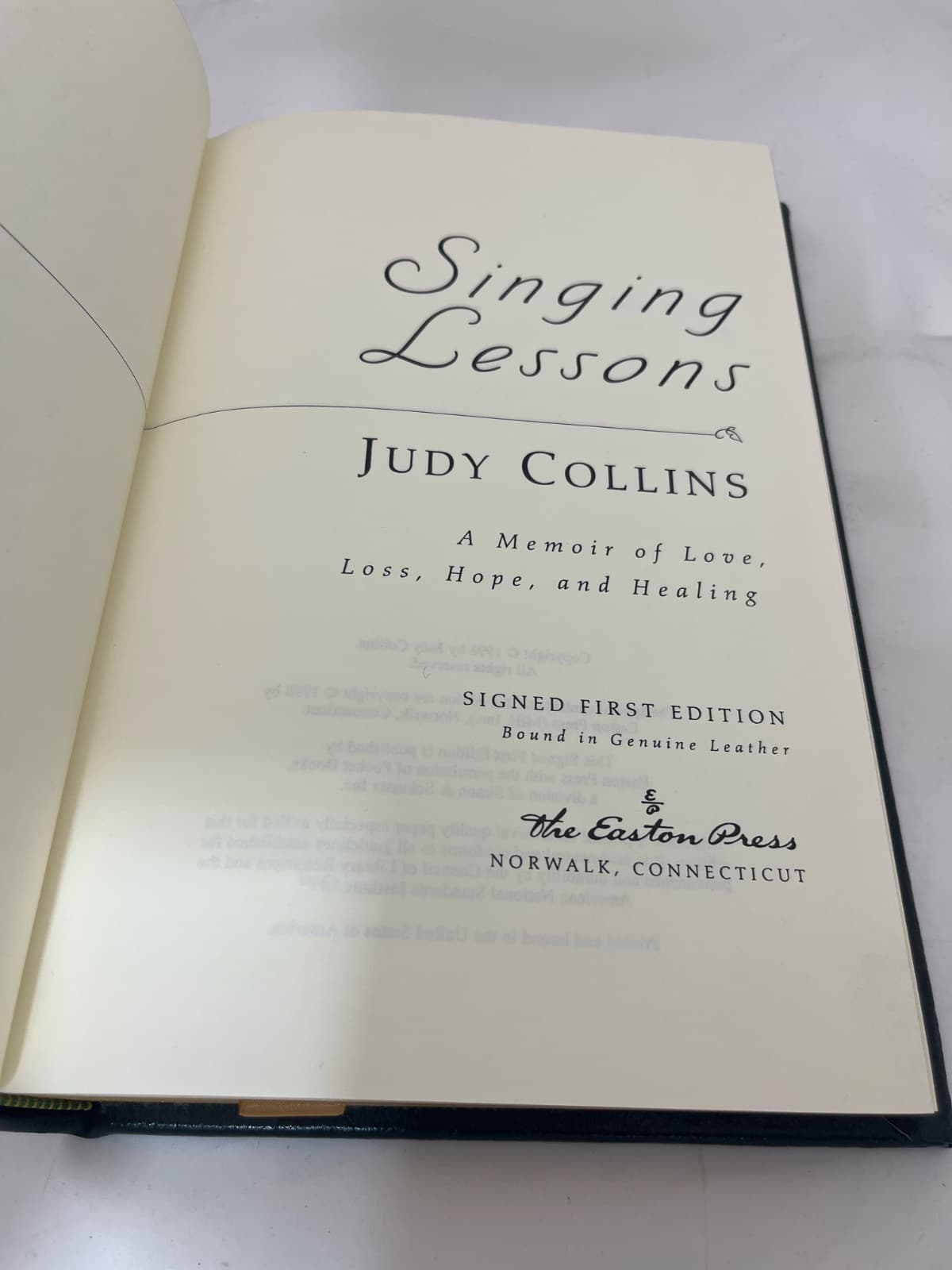 Singing Lessons - Judy Collins - Easton Press(1998) - Signed by Judy Collins - title page