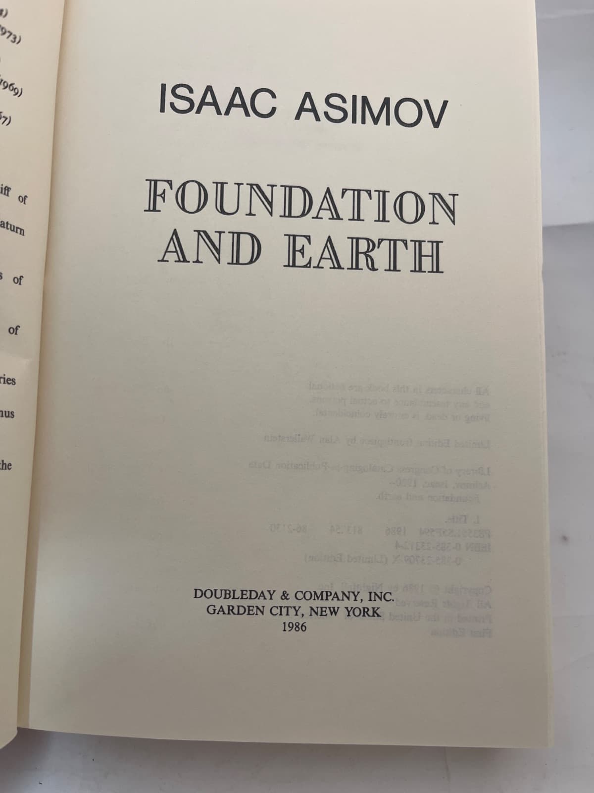 Foundation and Earth by Isaac Asimov - title page